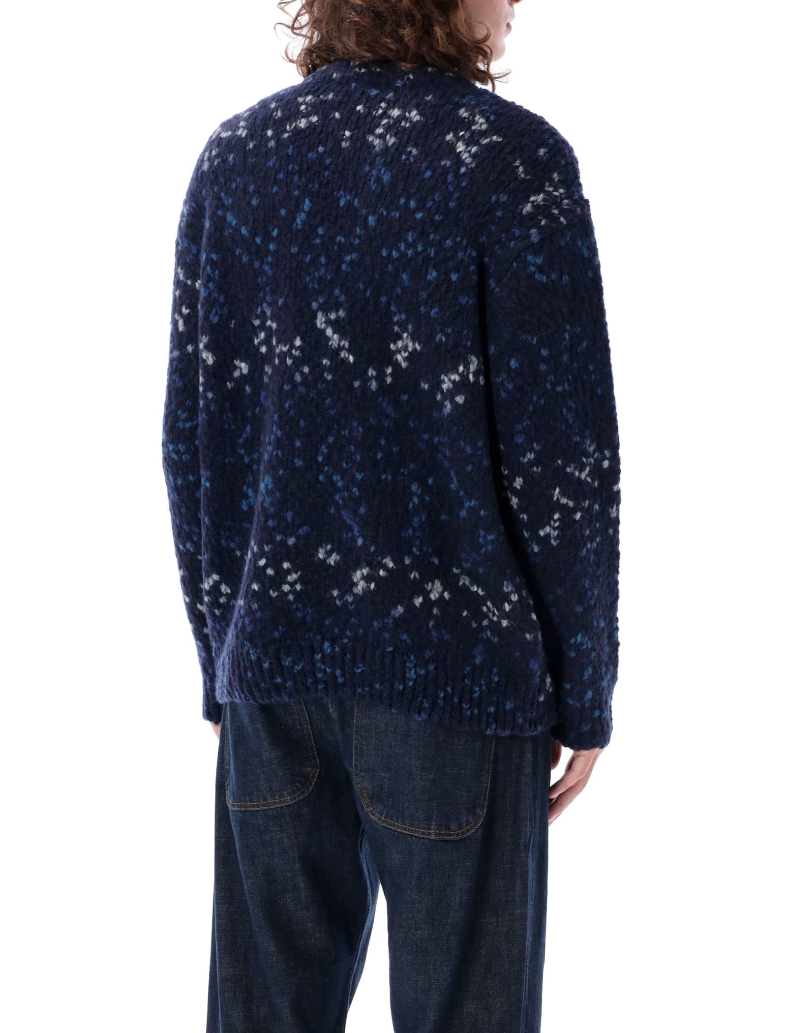 Shop Ymc You Must Create Speckled Knit Sweater In Navy