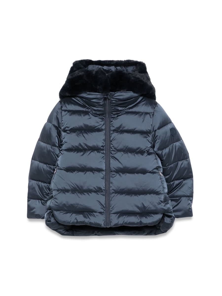 Save The Duck Hooded Coat In Blue