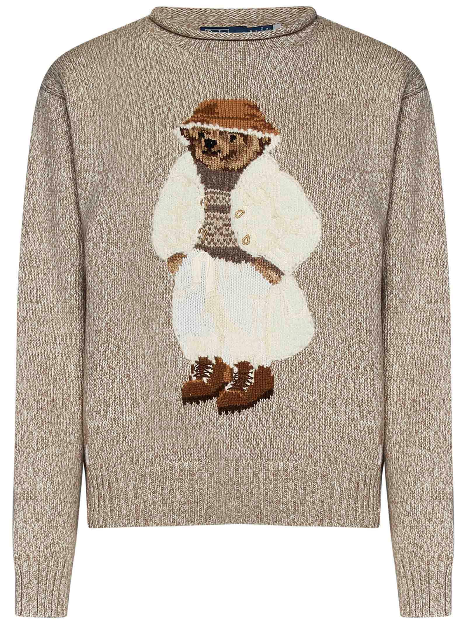 Shop Polo Ralph Lauren Polo Bear Sweater In Beige