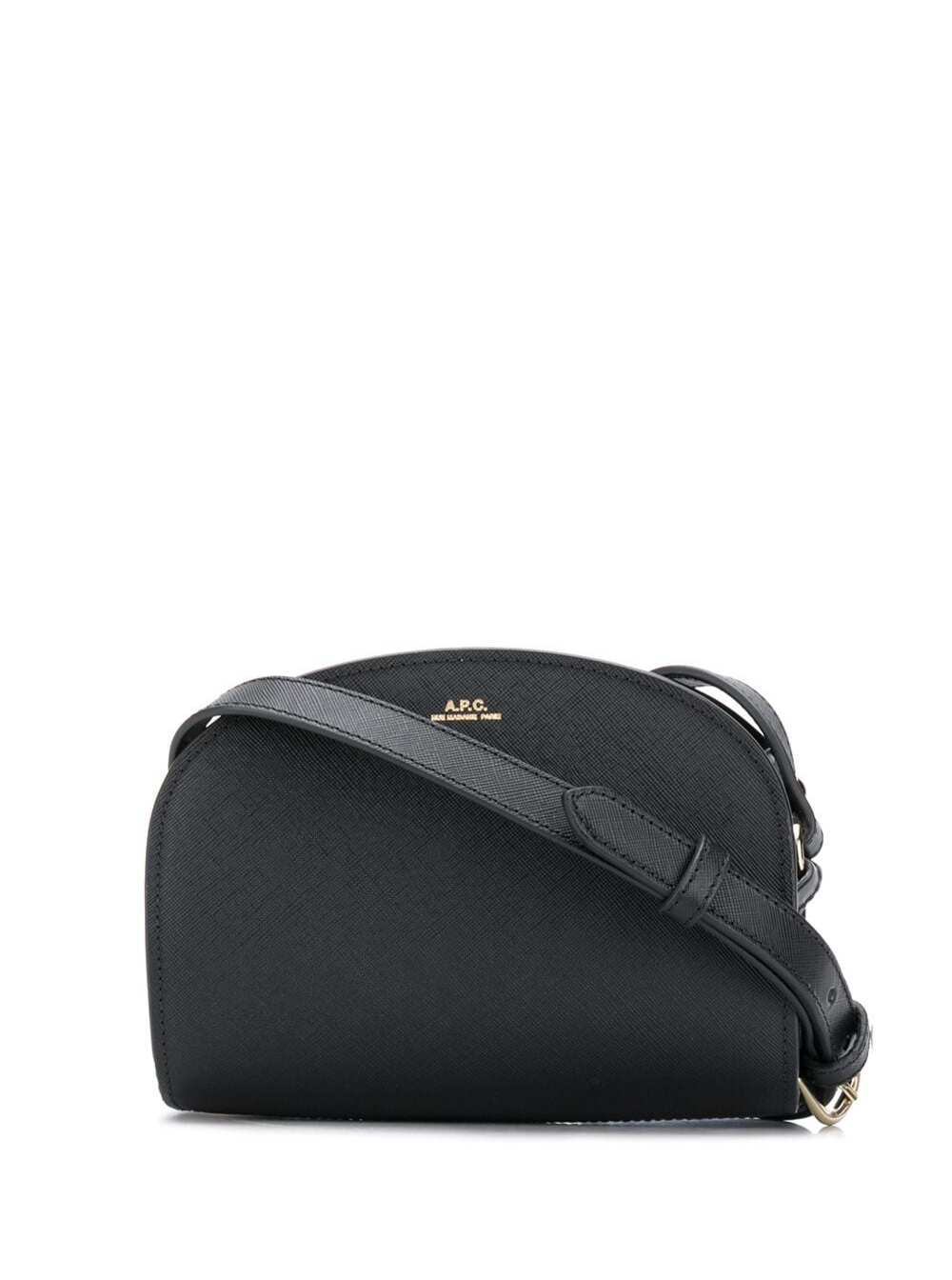 Apc A.p.c. Womans Sac Demi-lune Mini Black Leather Crossbody Bag