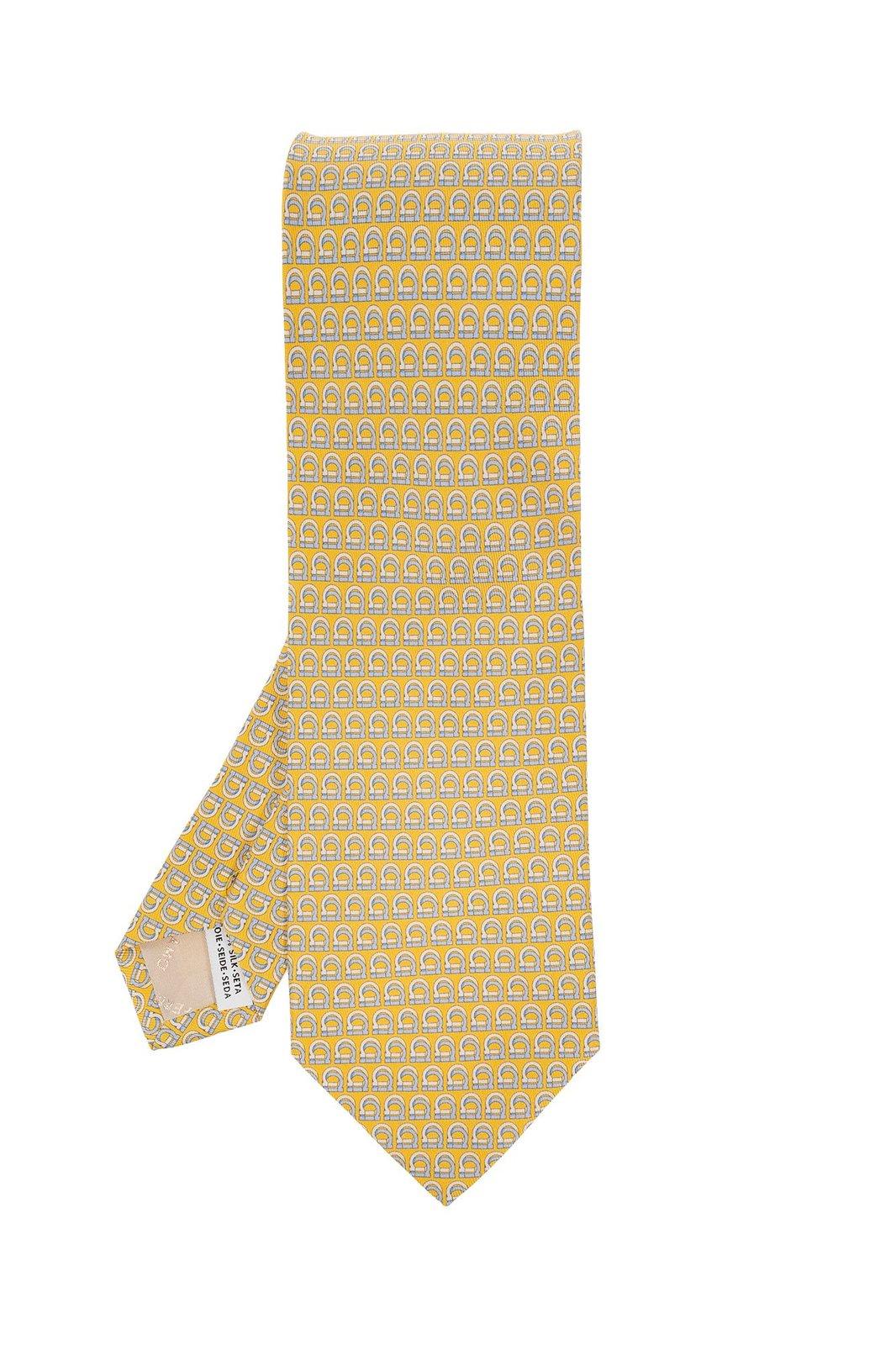 Shop Ferragamo Allover Logo Printed Tie In Yellow