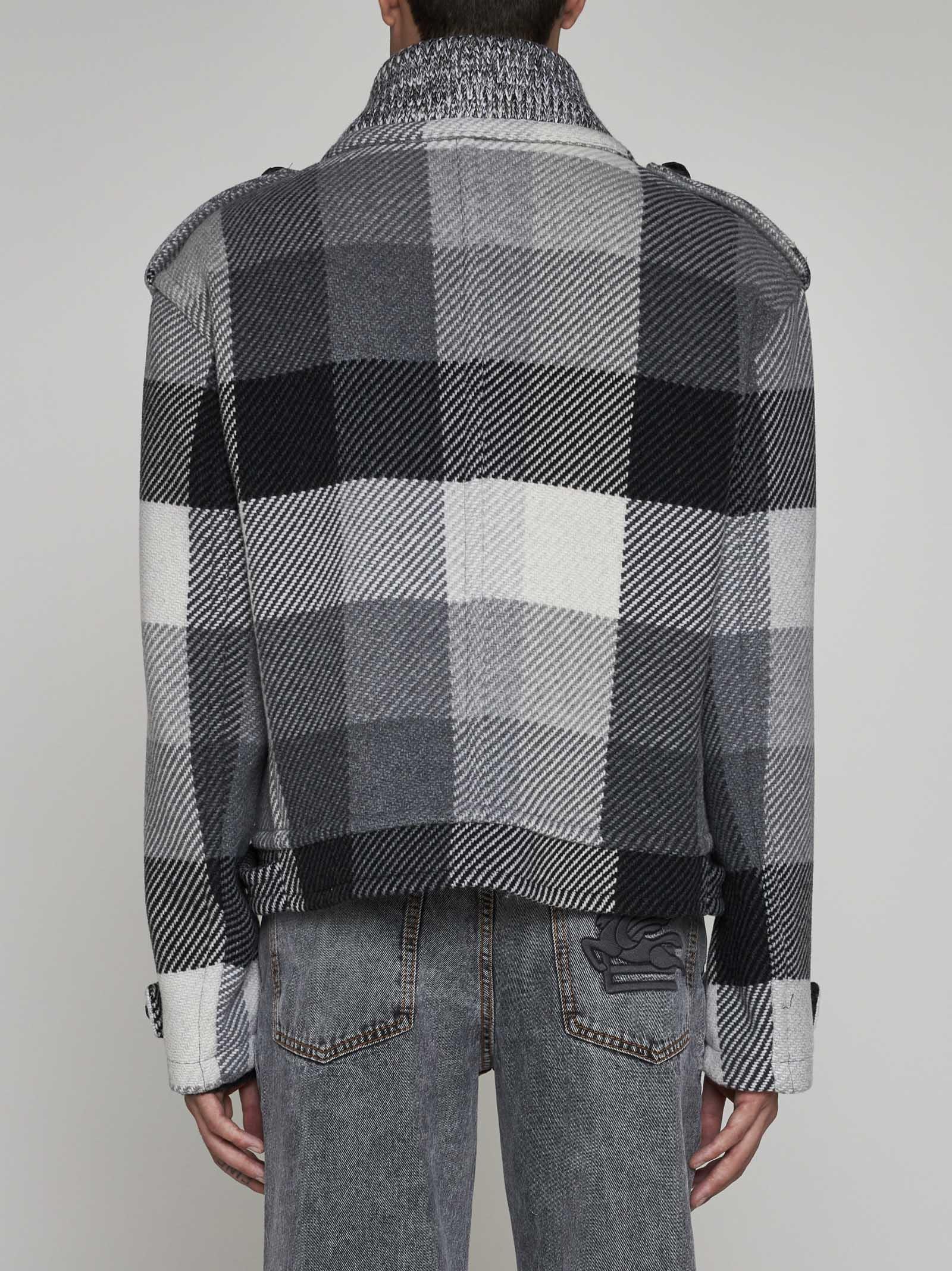 Shop Etro Check Wool-blend Shirt-jacket