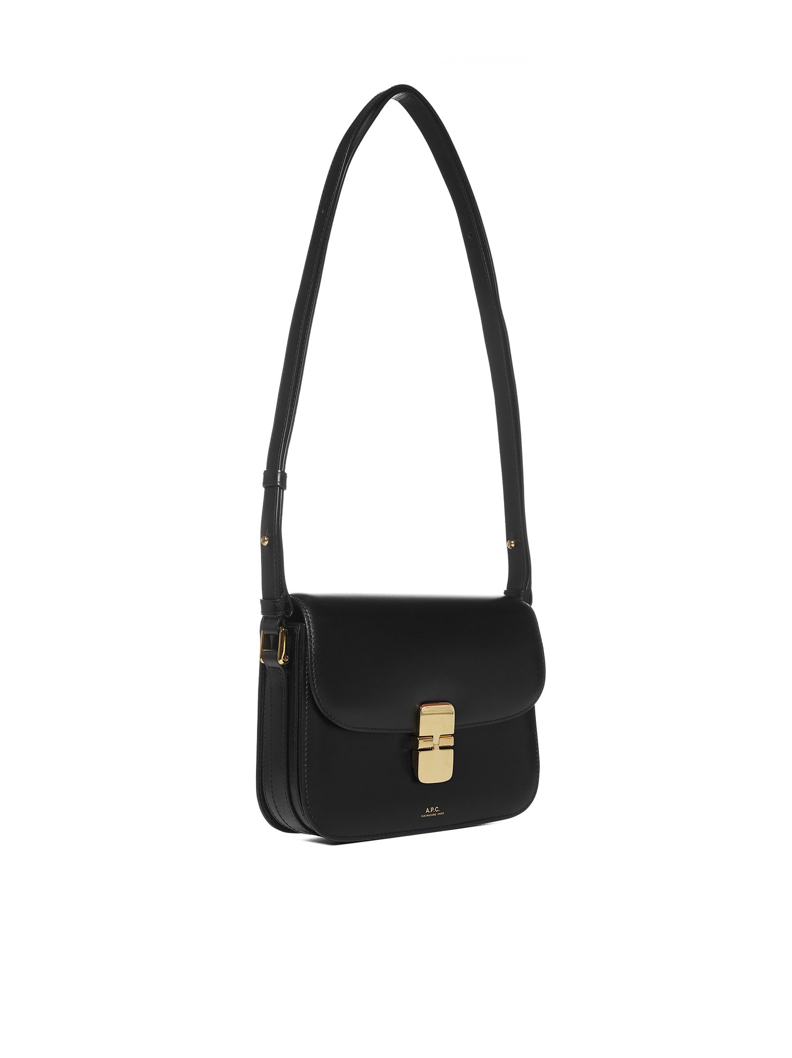 Apc Leather Shoulder Bag With Frontal Logo In Black