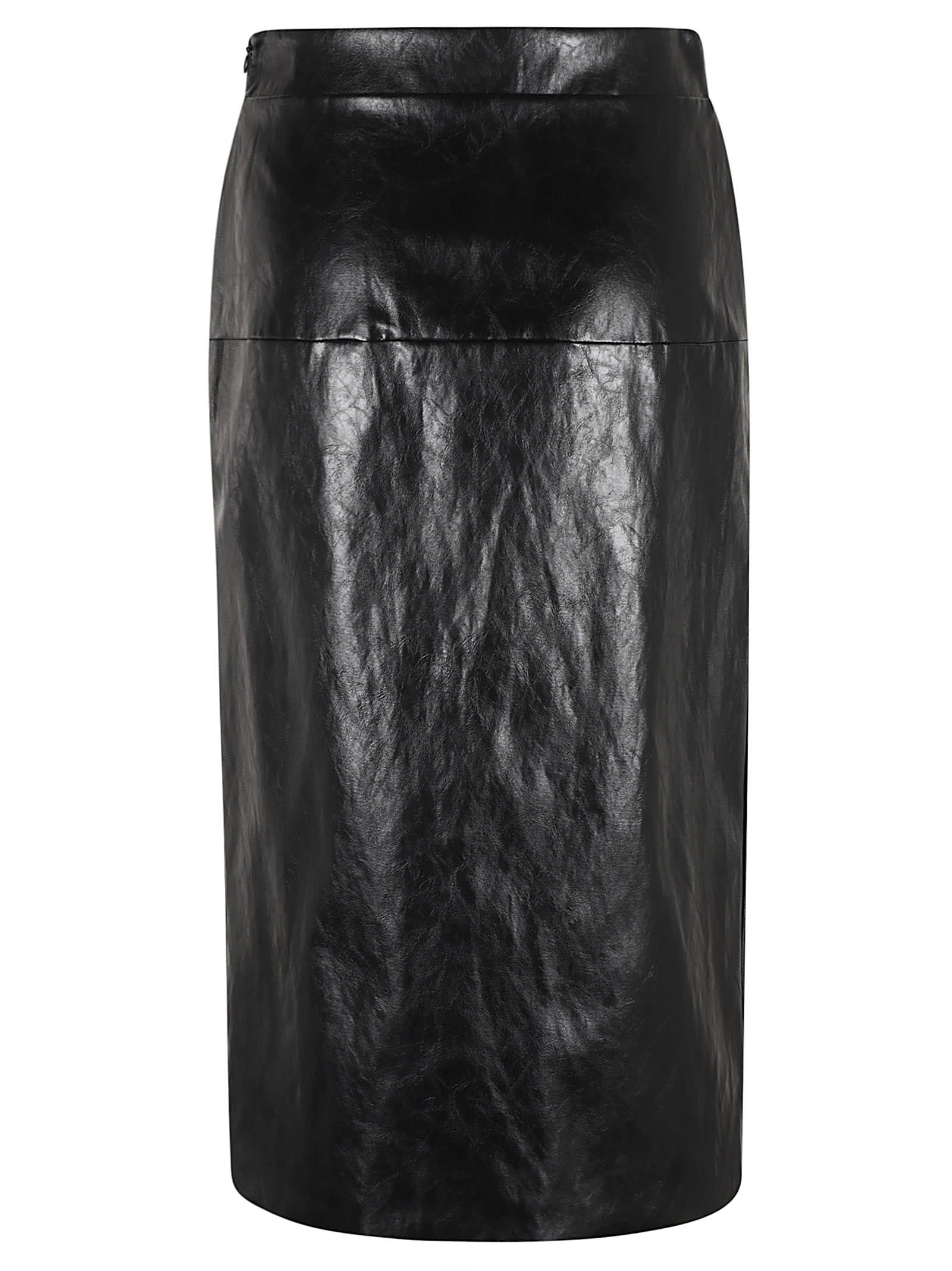 Shop Federica Tosi Front Slit Shiny Skirt In Black