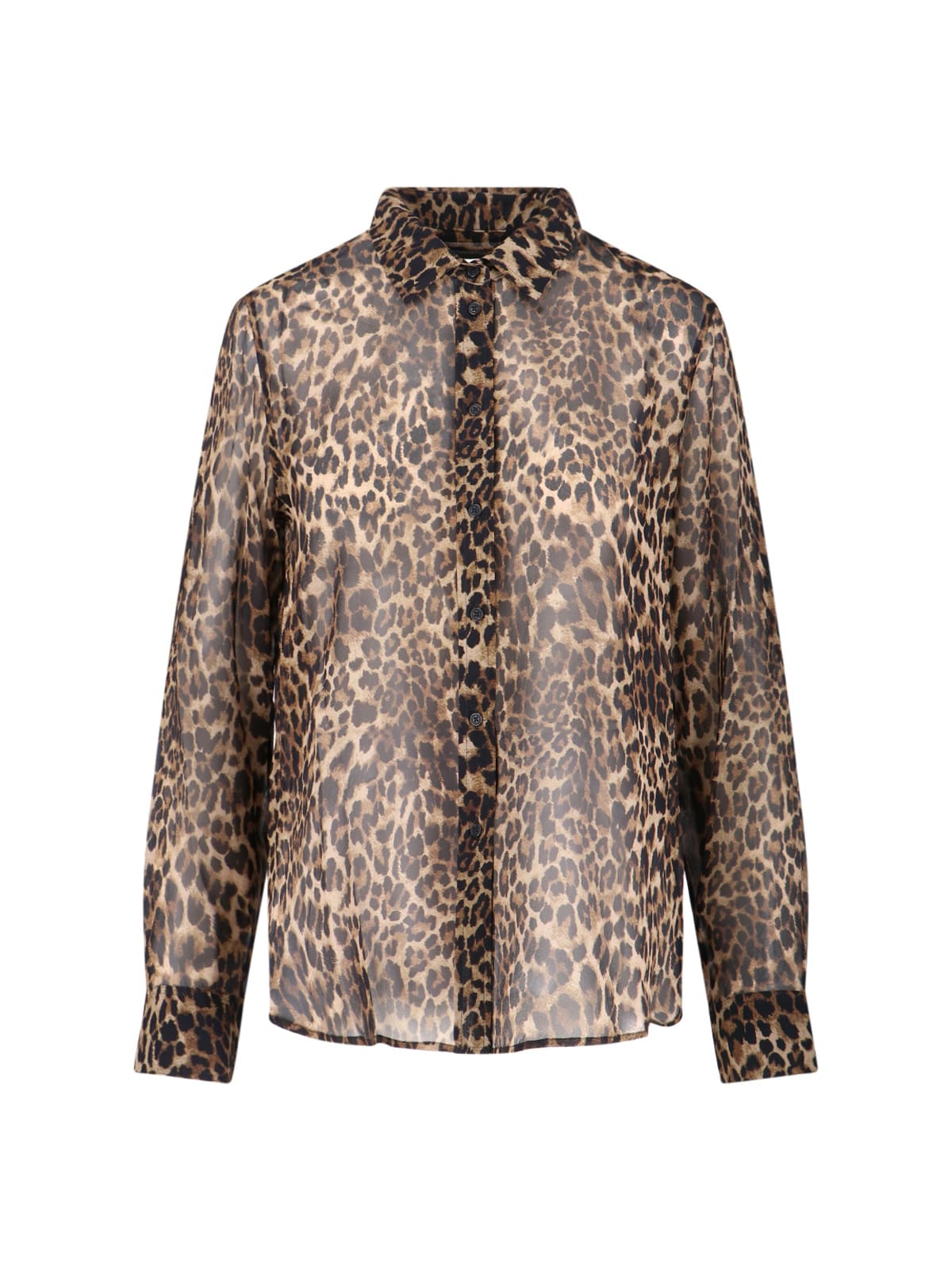 Nili Lotan Gaia Polka-dot Silk Slim Button-down Shirt In Animal Print
