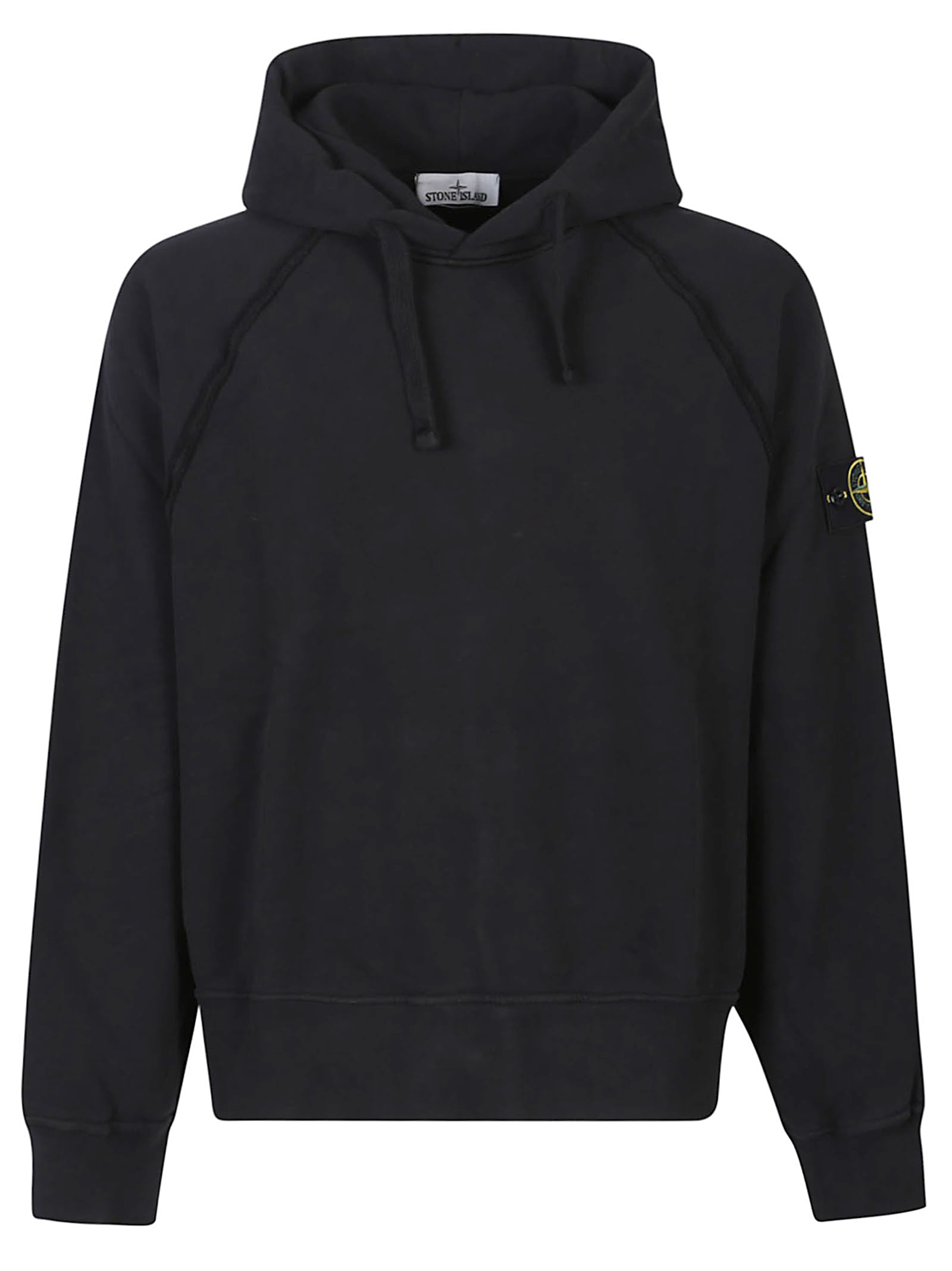 Stone Island Brushed Organic Cotton Fleece Oversized Fit Hoodie Clothing In Black