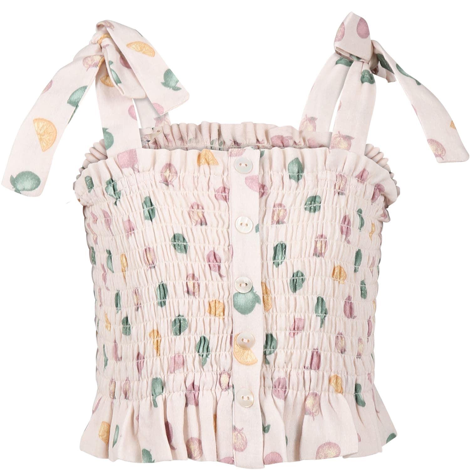 Coco Au Lait Kids' Pink Top For Girl With Fruit Print