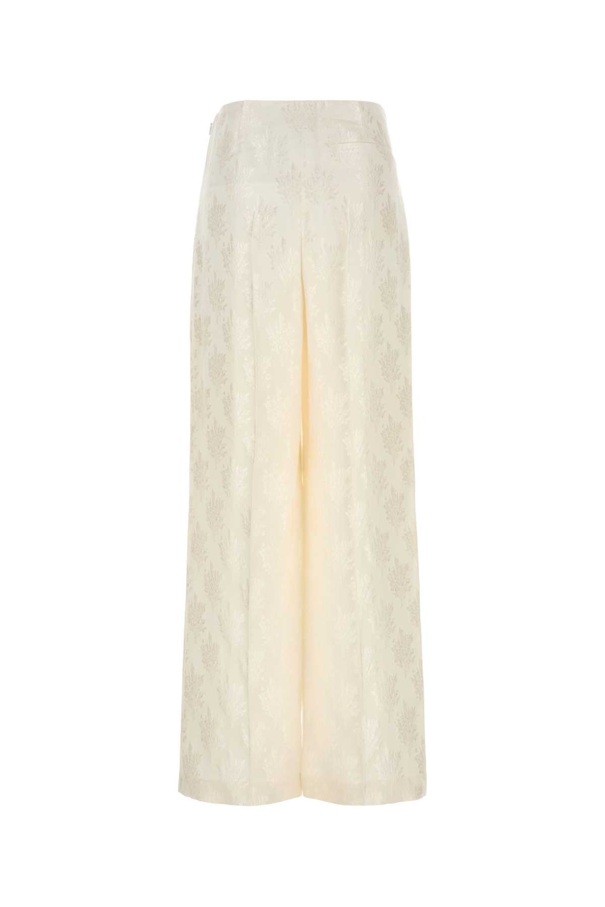 Fendi Pantalone Dalla Gamba Ampia In Seta Bianca Donna In White