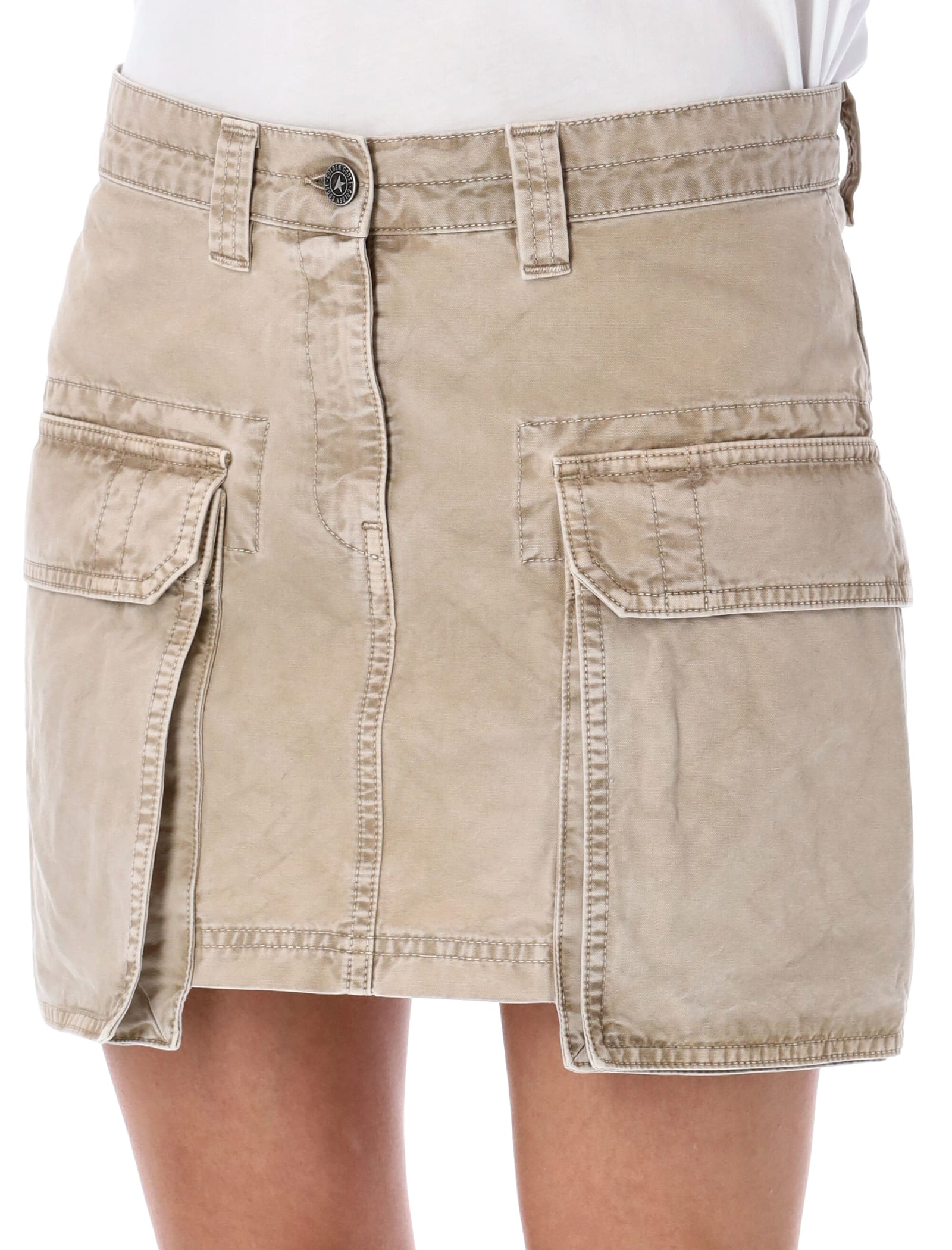 Shop Golden Goose Cargo Mini Skirt In Beige