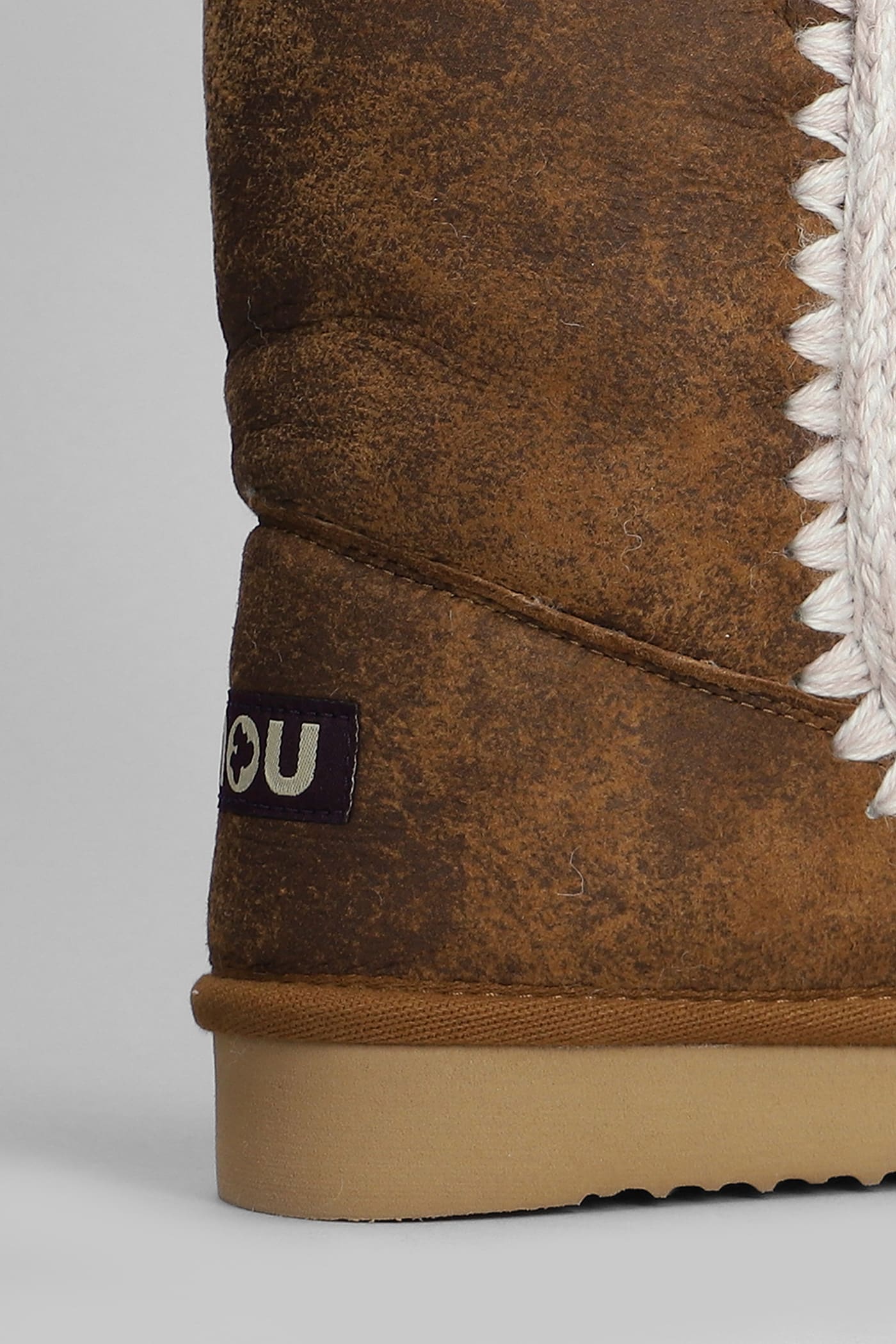 Mou Eskimo 24 Vintage Low Heels Ankle Boots In Brown Leather In Brown