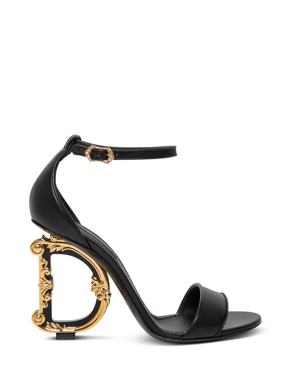 Buy Dolce & Gabbana Devotion Sandals In Black Leather online, shop Dolce & Gabbana shoes with free shipping