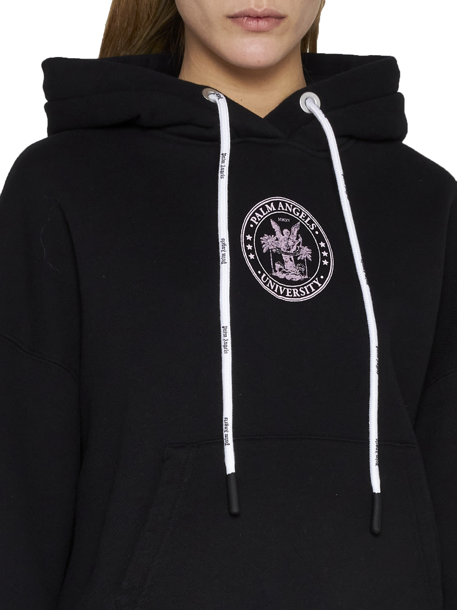 Palm Angels Black College Classic Hoodie In Black