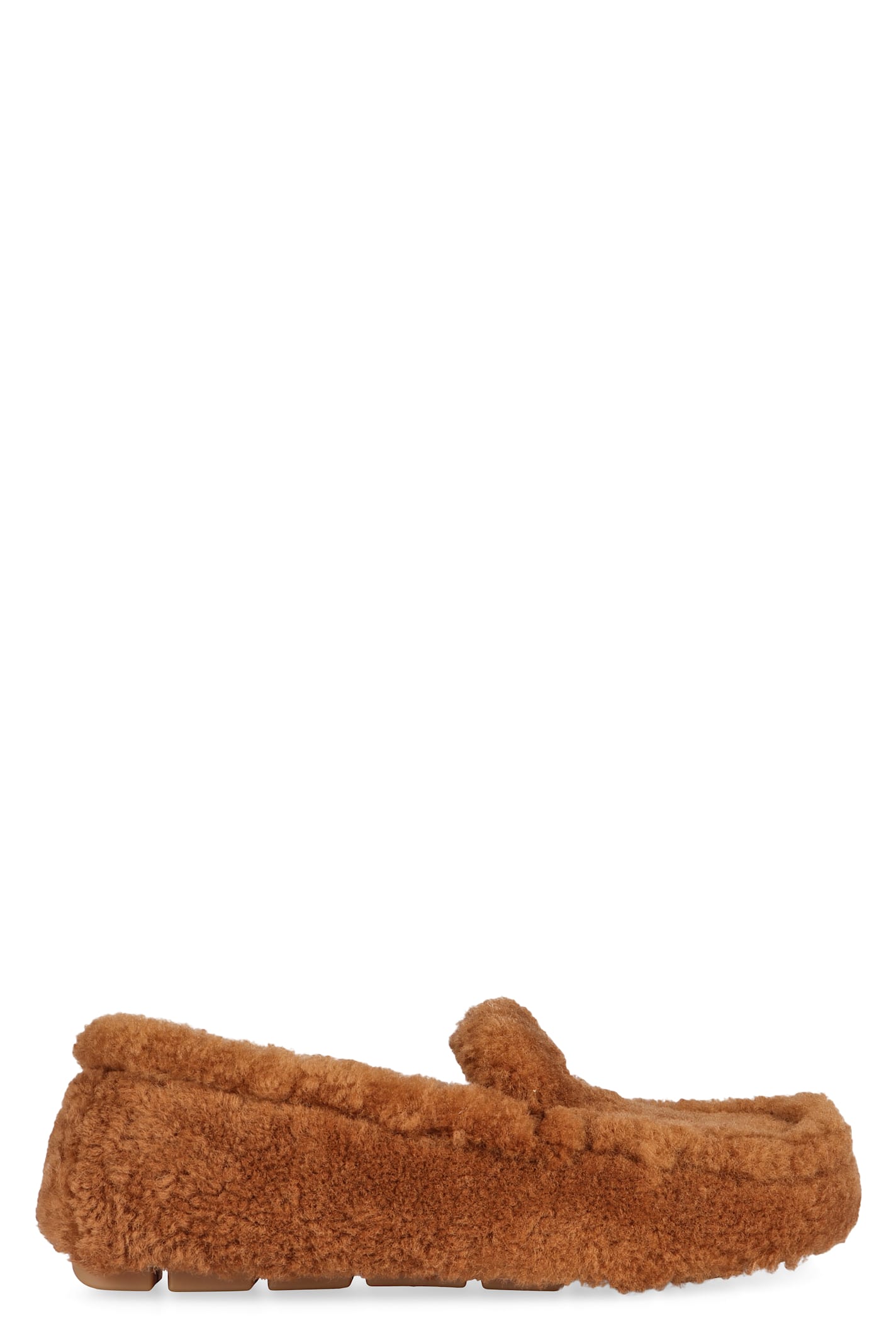 Shop Prada Shearling Loafers In Brown