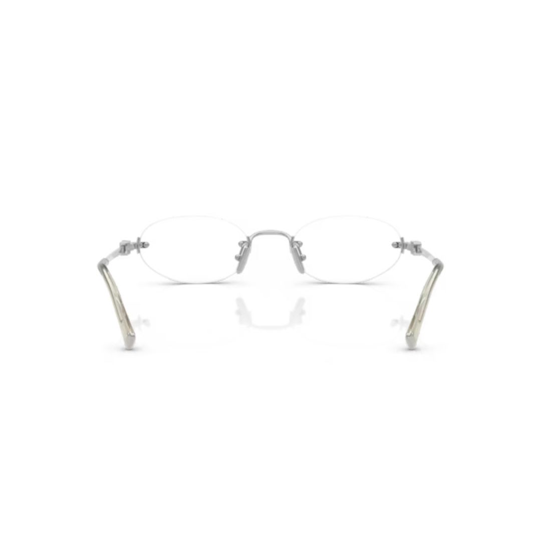 Miu Miu Runde Brille Mit Logo-schild In Gray