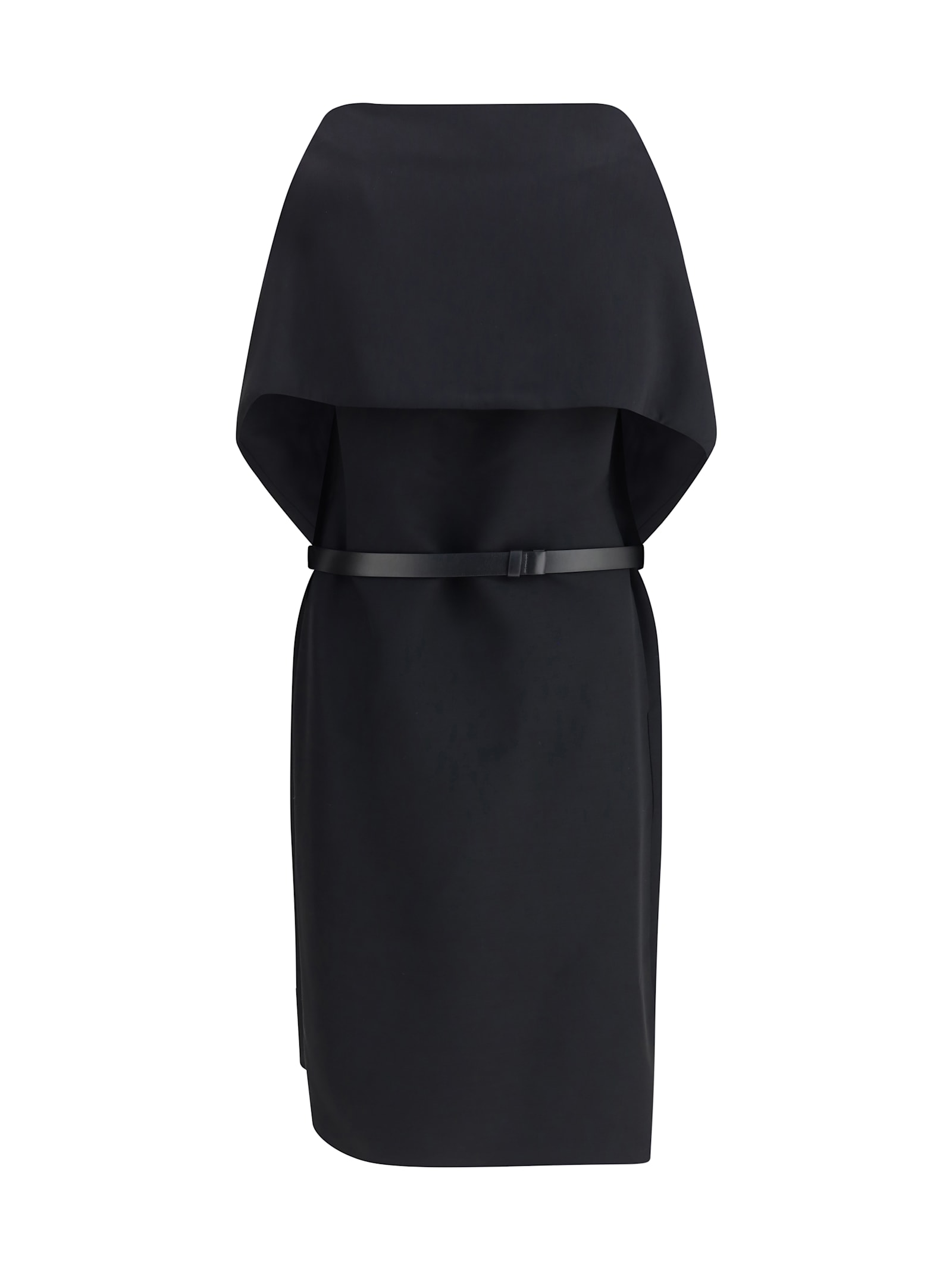 Ferragamo Belted Midi Dress In Black