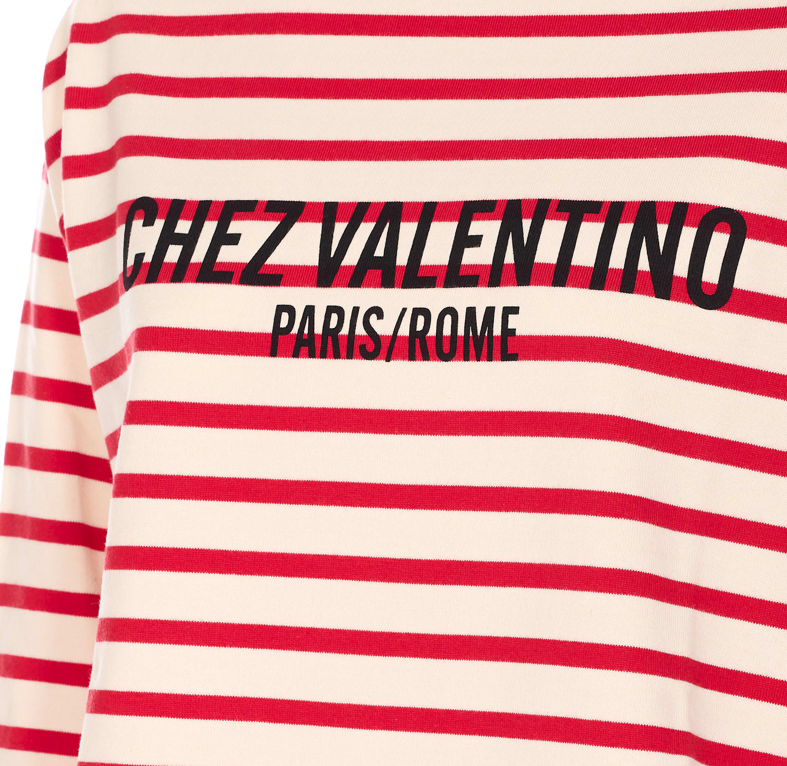 Valentino Womens Avorio Rosso Striped Brand-print Cotton-jersey T-shirt In Red