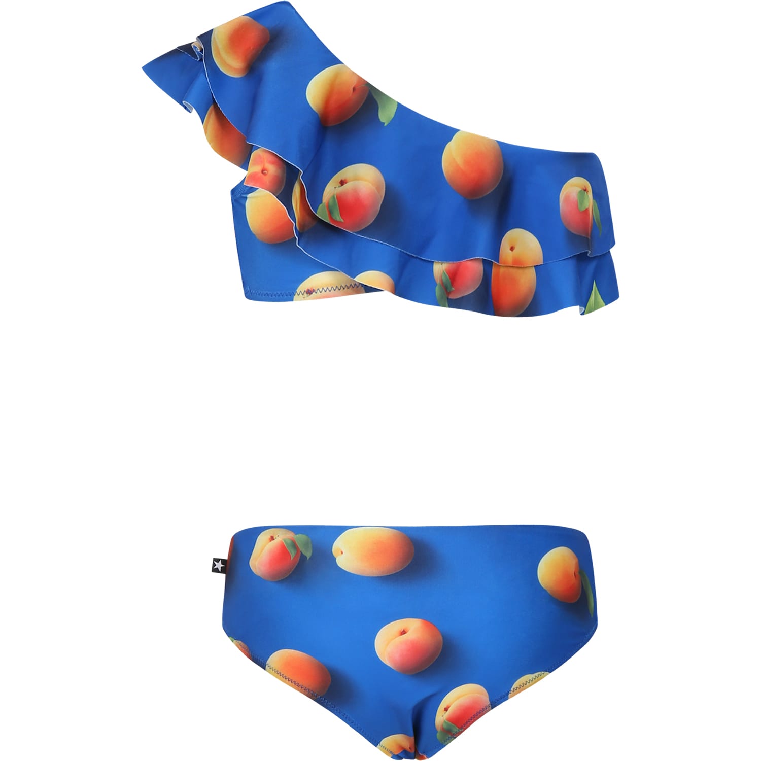 Shop Molo Blue Bikini For Girl With Apricot Print