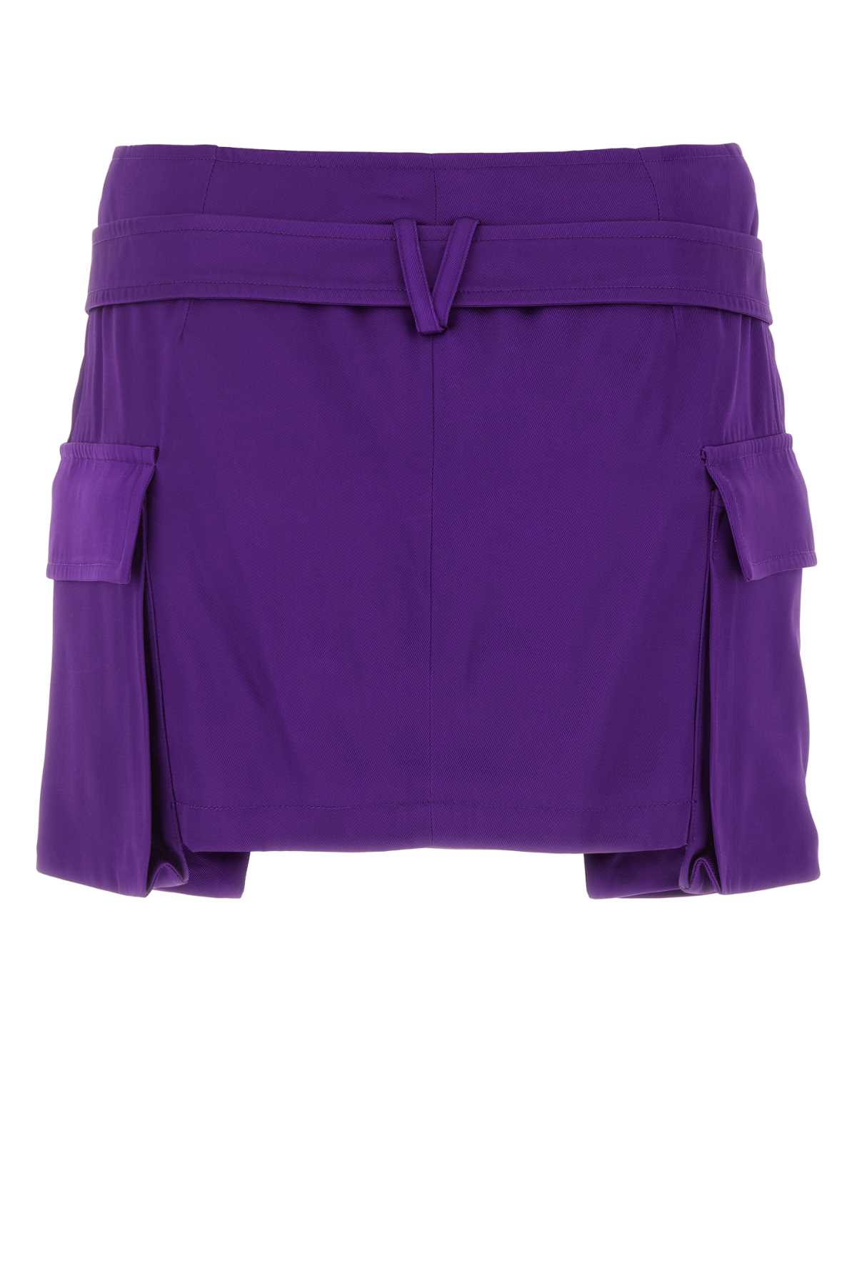 Shop Versace Purple Satin Mini Skirt In Brightdarkorchid