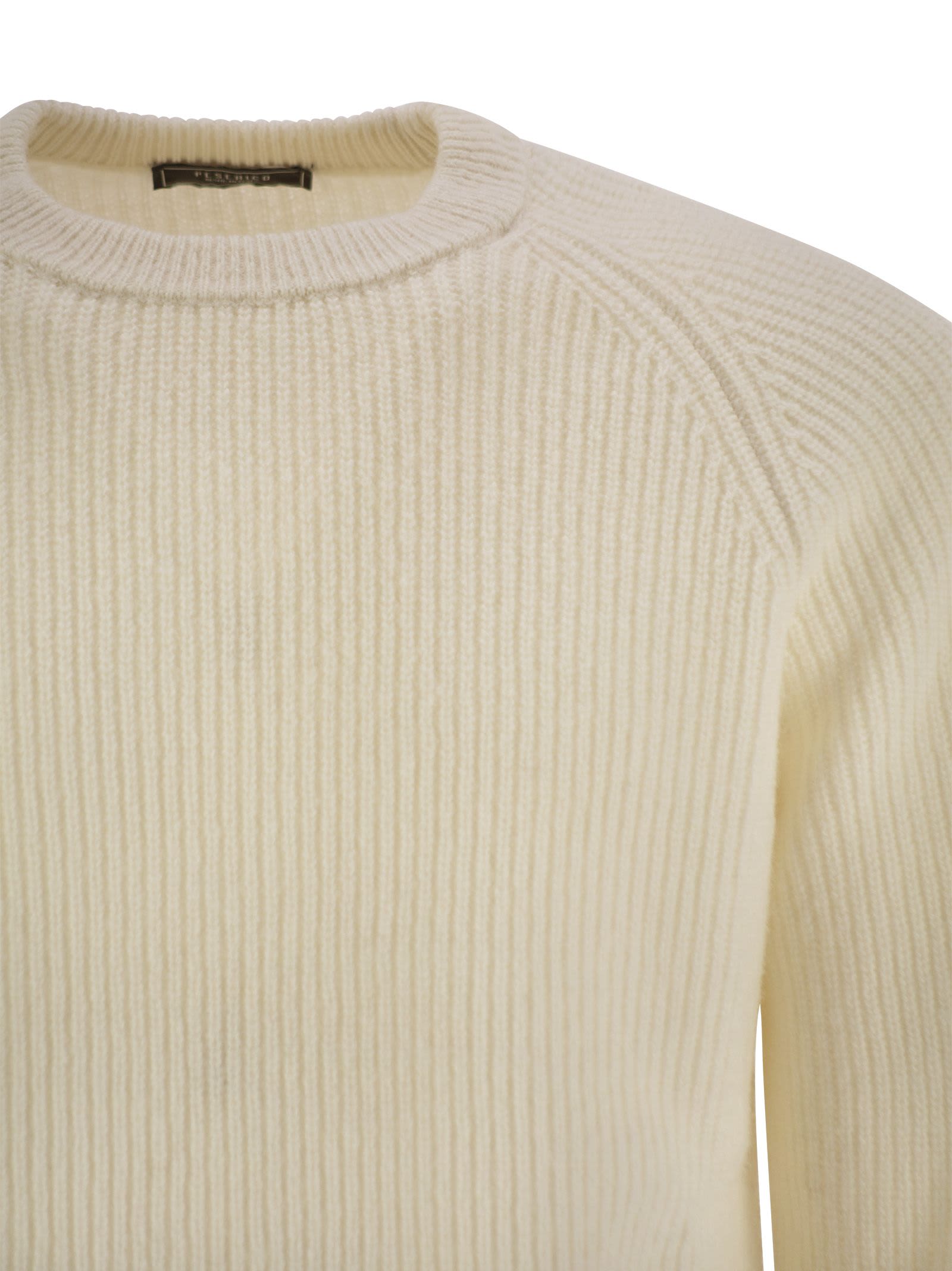 Shop Peserico Crew-neck Rib Sweater In White