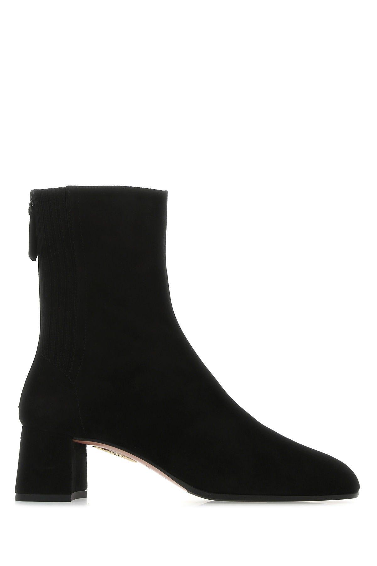 Shop Aquazzura Black Suede Saint Honorè 50 Ankle Boots In Non Definito