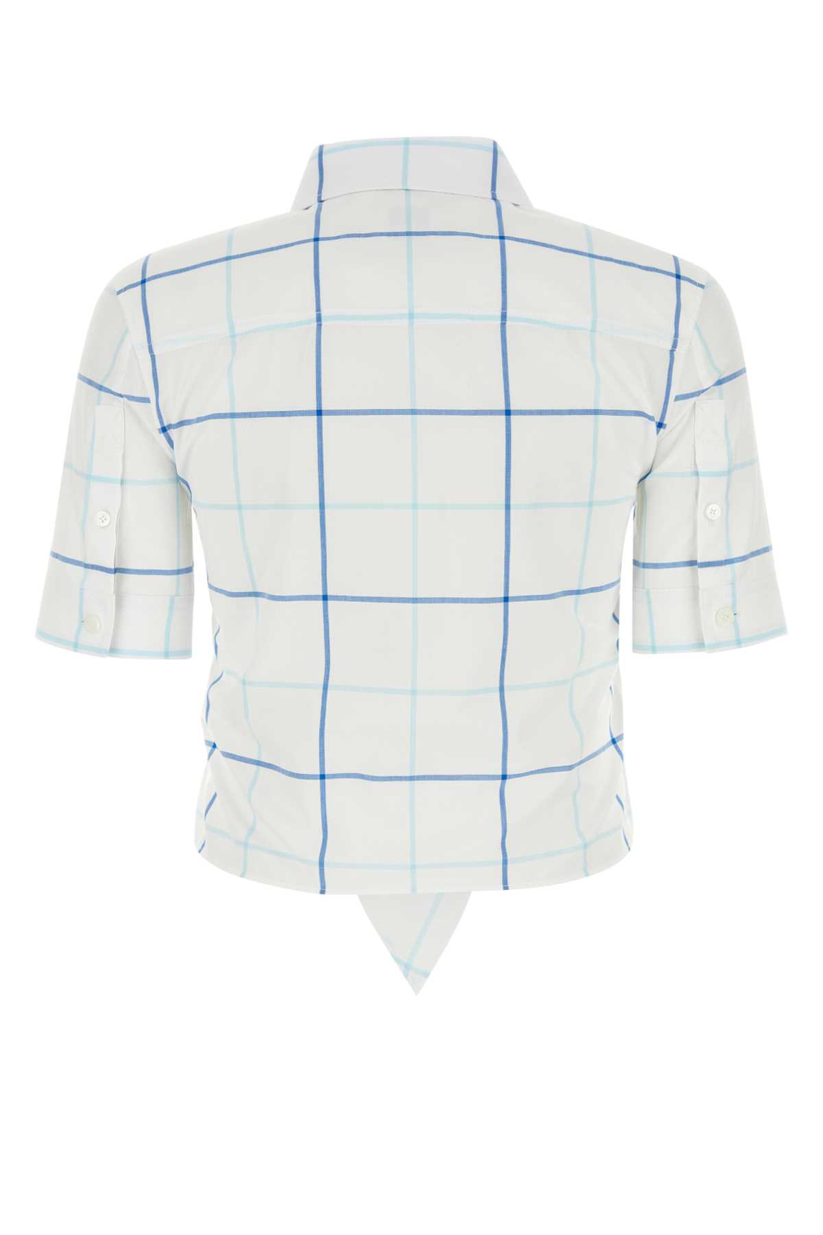 Burberry Embroidered Poplin Shirt In Brtceruleanblueip