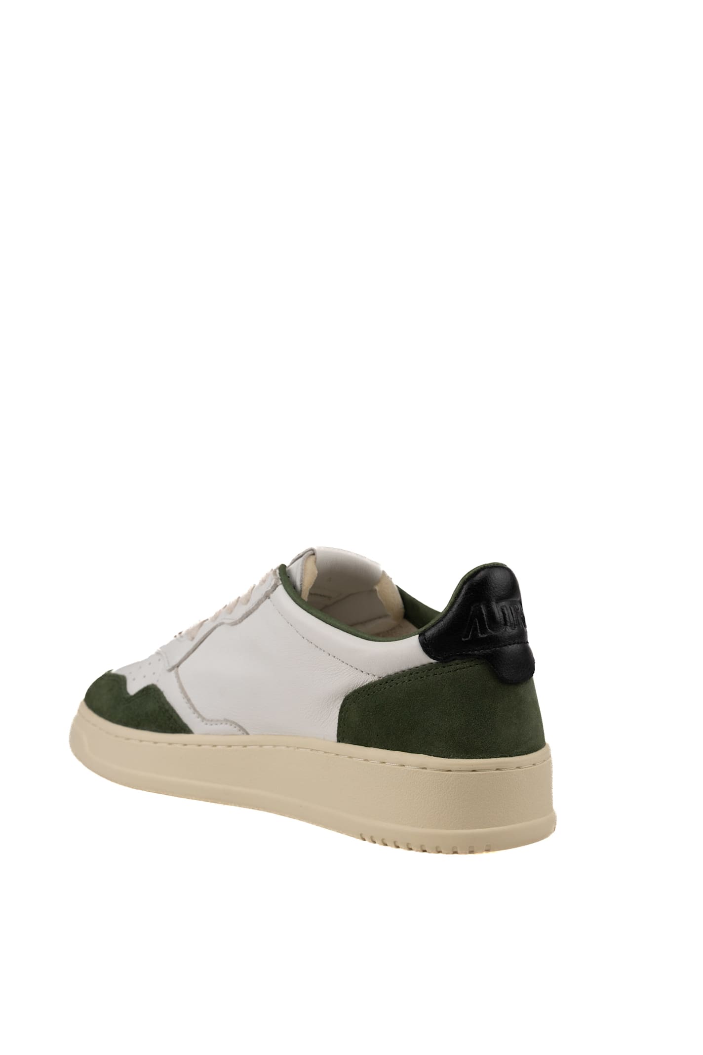 Shop Autry Medalist Low Sneakers In Goatskin And Suede In Goat/suede Mil/black