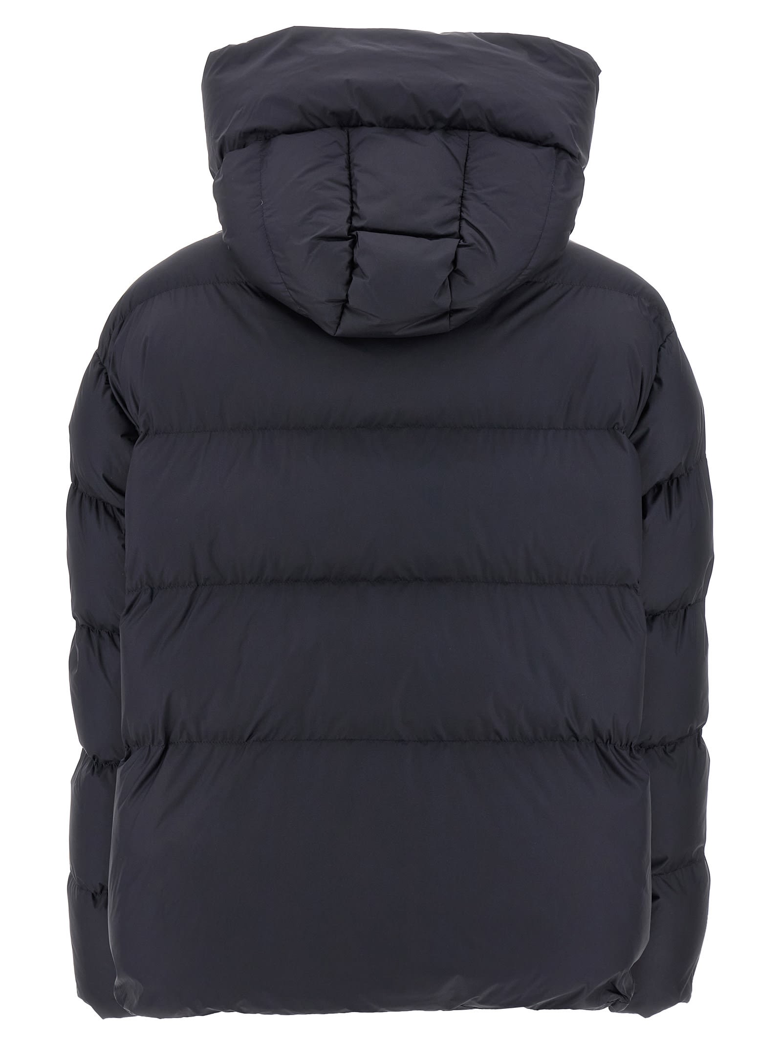 Pinko Padded Down Jacket With High Wrap-around Collar In Blue