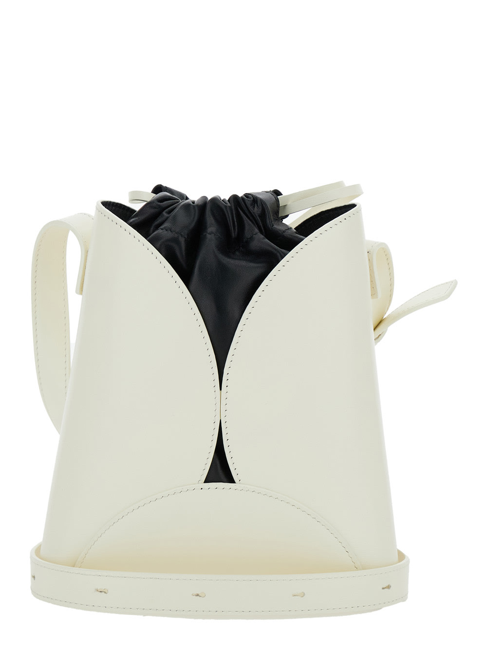 Shop Jil Sander Curve White Crossbody Bag With Embossed Leather In Leather Woman