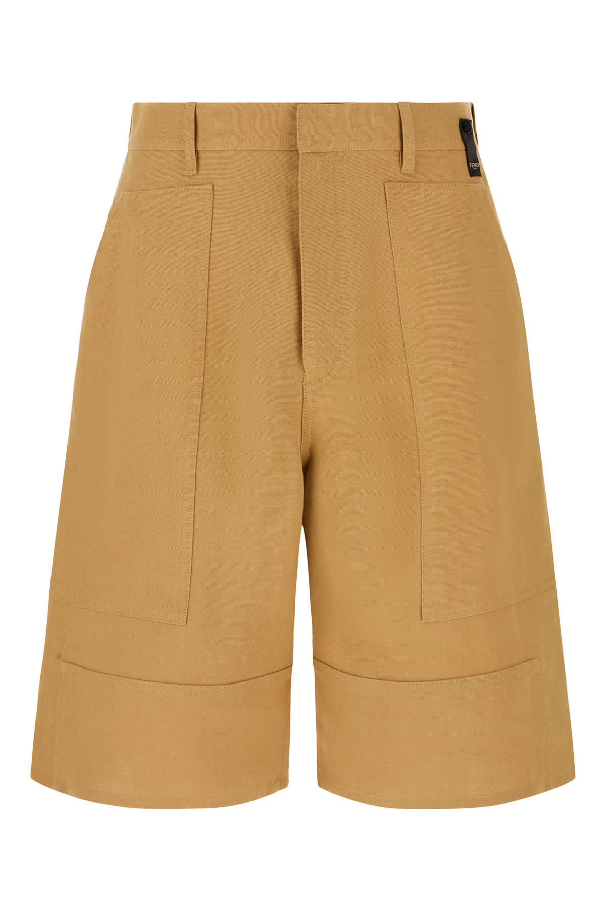 Fendi Beige Cellulose Fiber Frassino Bermuda Shorts In Brown