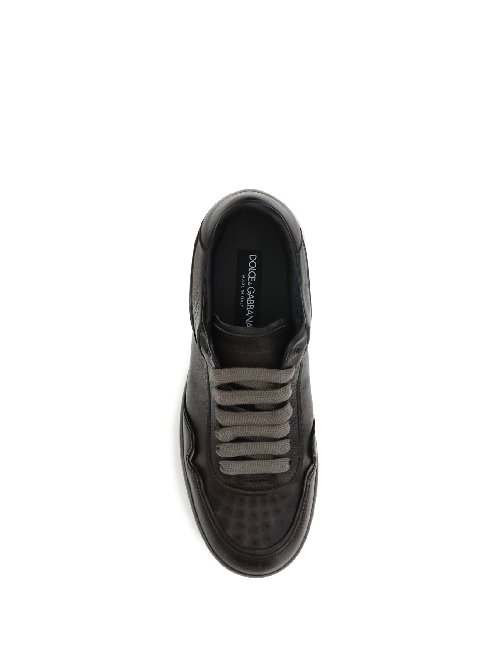Dolce & Gabbana Brown Leather Vit Beck Sneakers In Black
