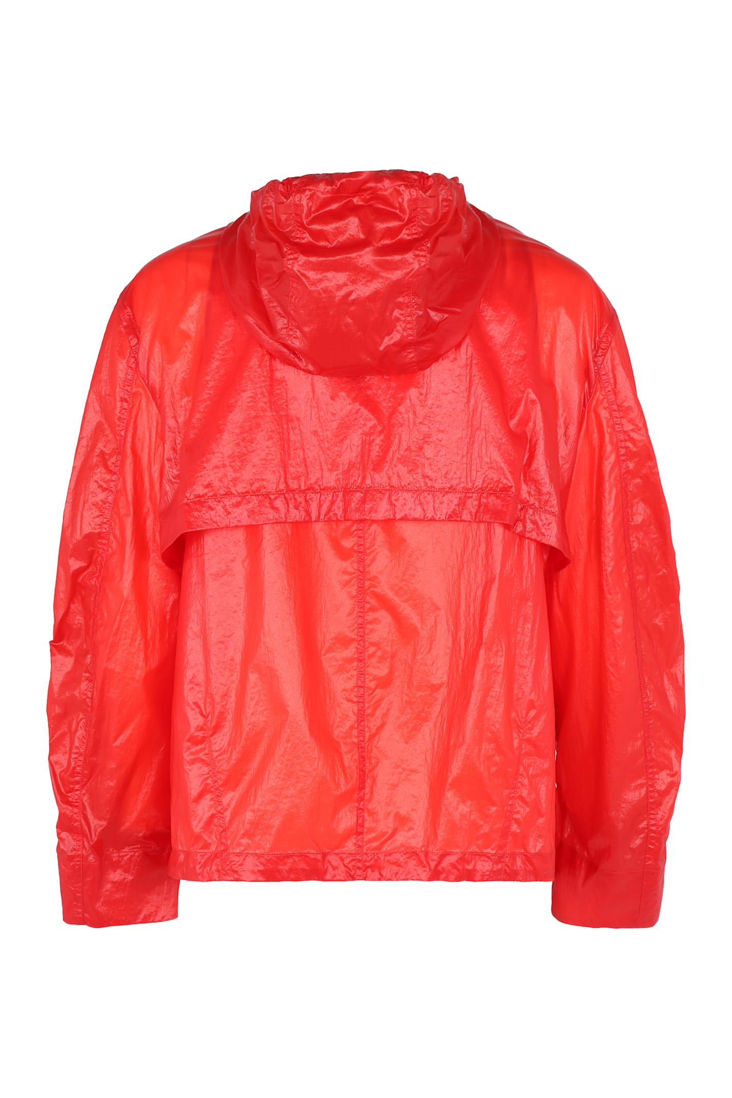 Ferragamo Hooded Jacket With Adjustable Drawstring Hem In Red