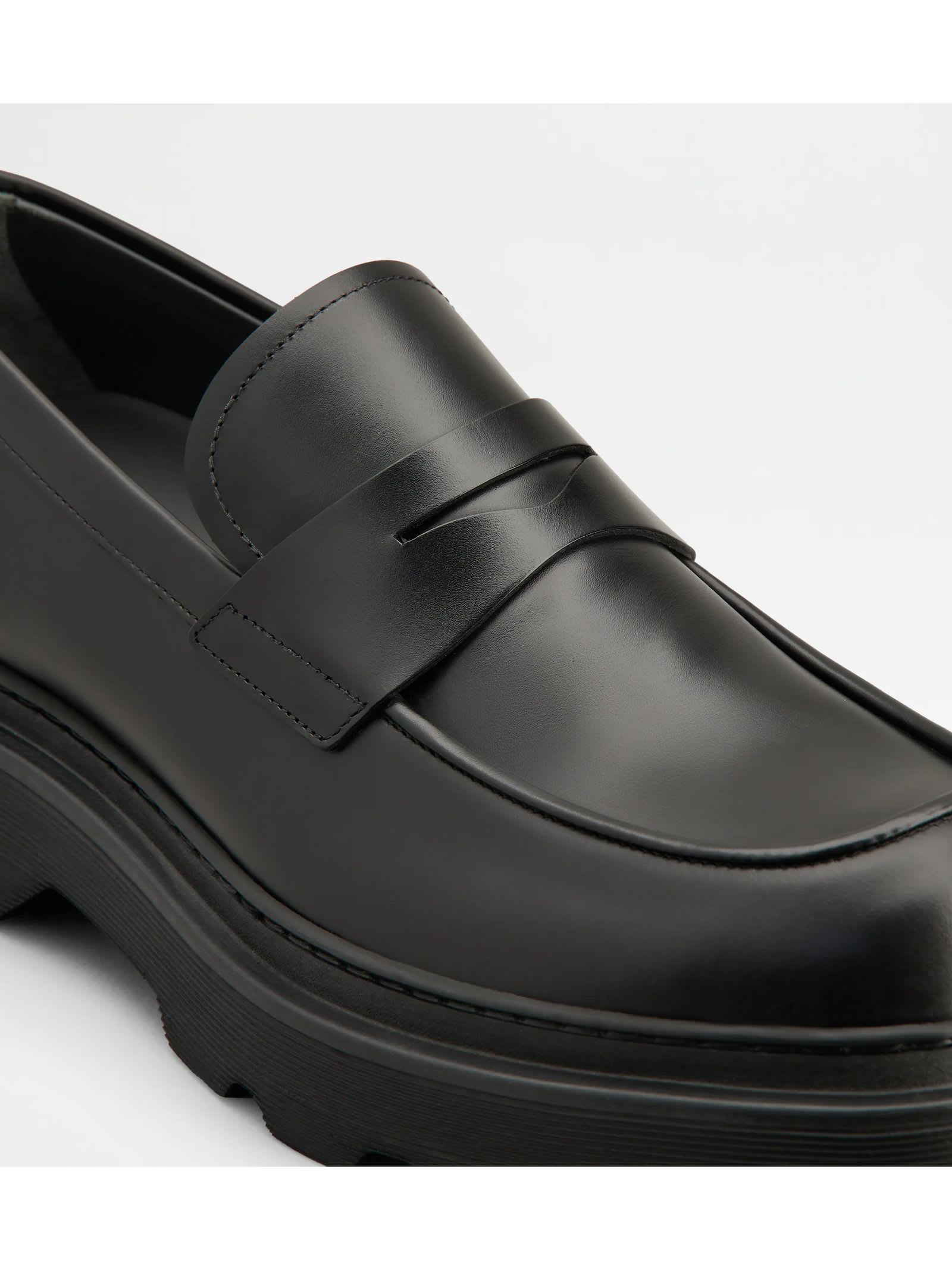 Shop Tod's Black Calfskin Loafer