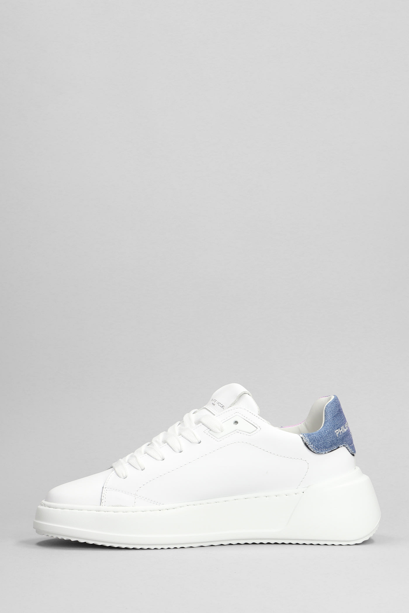 Shop Philippe Model Tres Temple Low Sneakers In White Leather