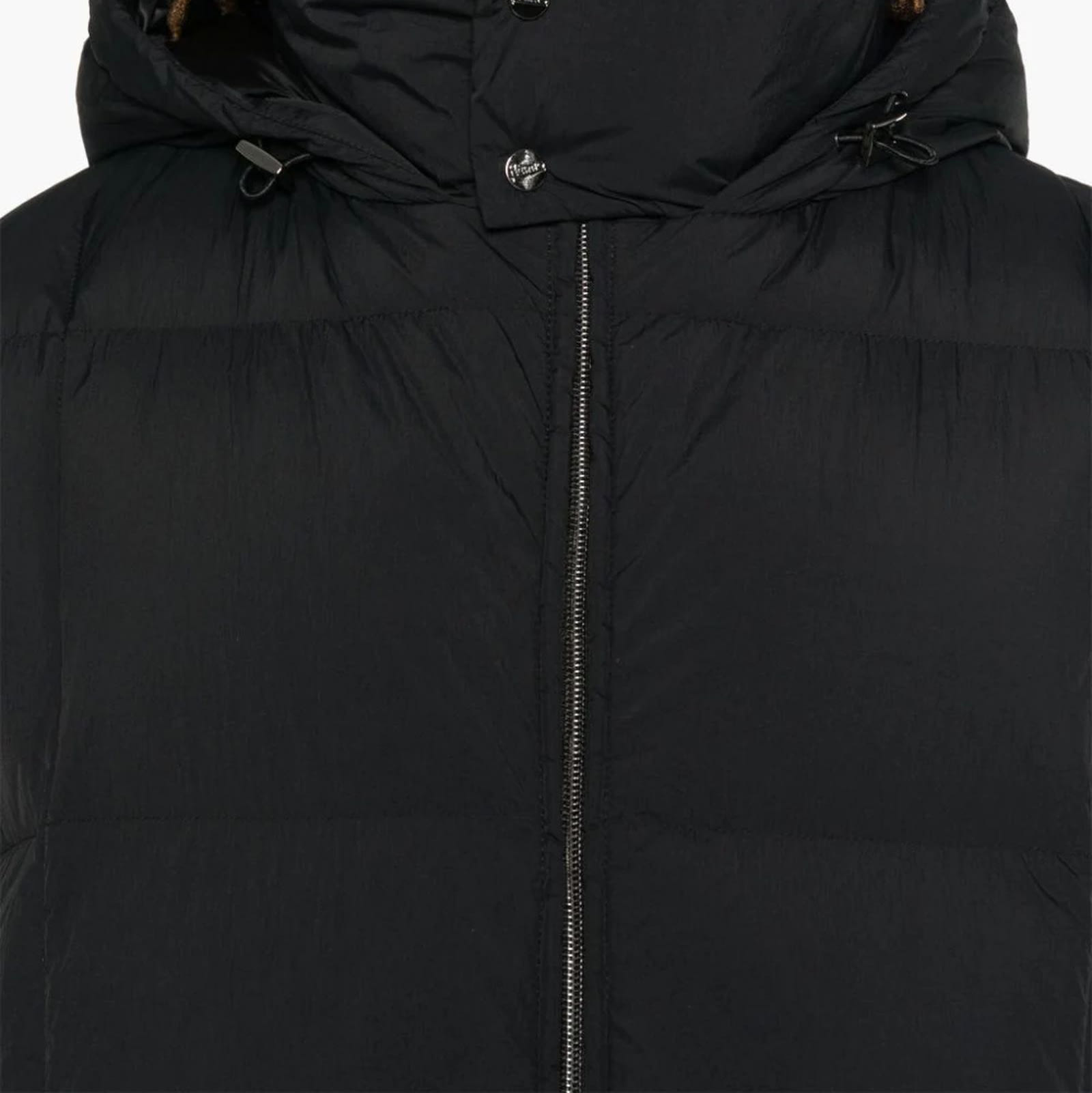 Shop Herno Black Hooded Puffer Jacket