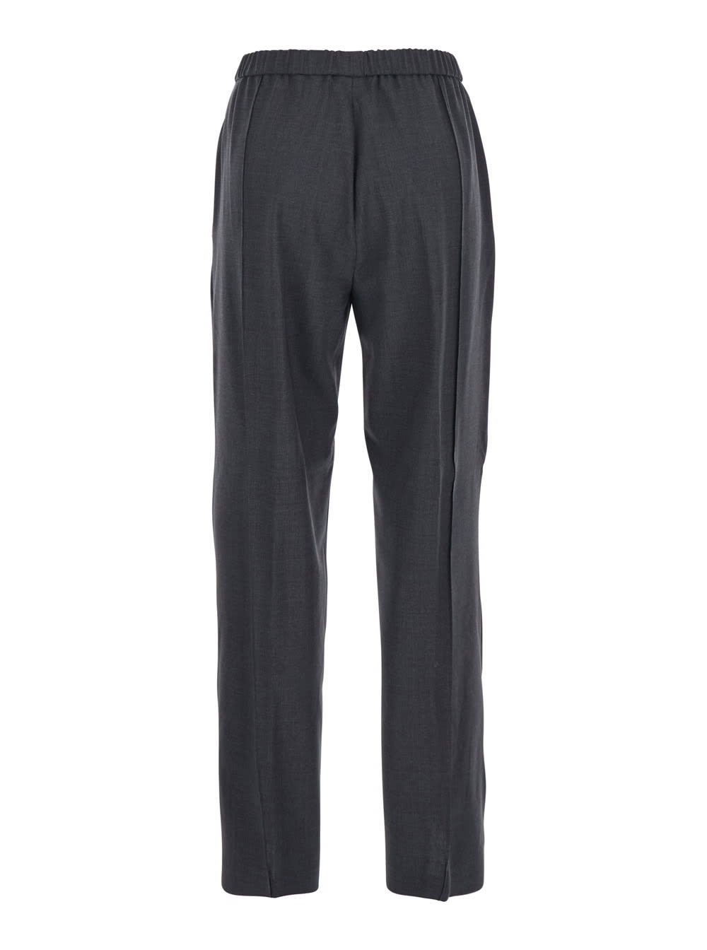 Fabiana Filippi Grey Trousers With Elastic Waist In Wool Blend Woman In Gray