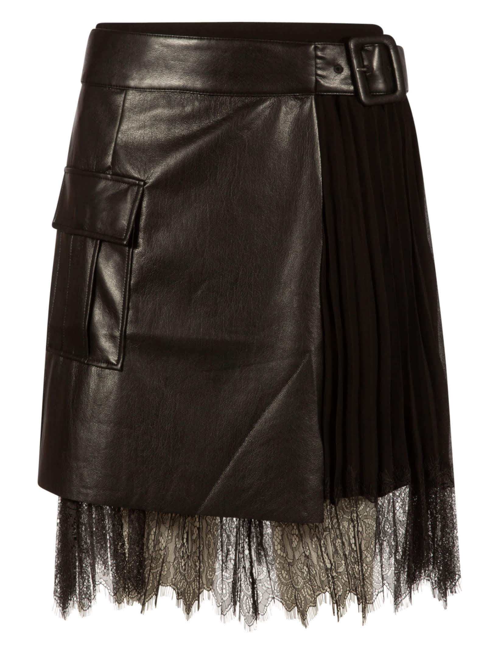 self-portrait Faux Leather Mini Wrap Skirt