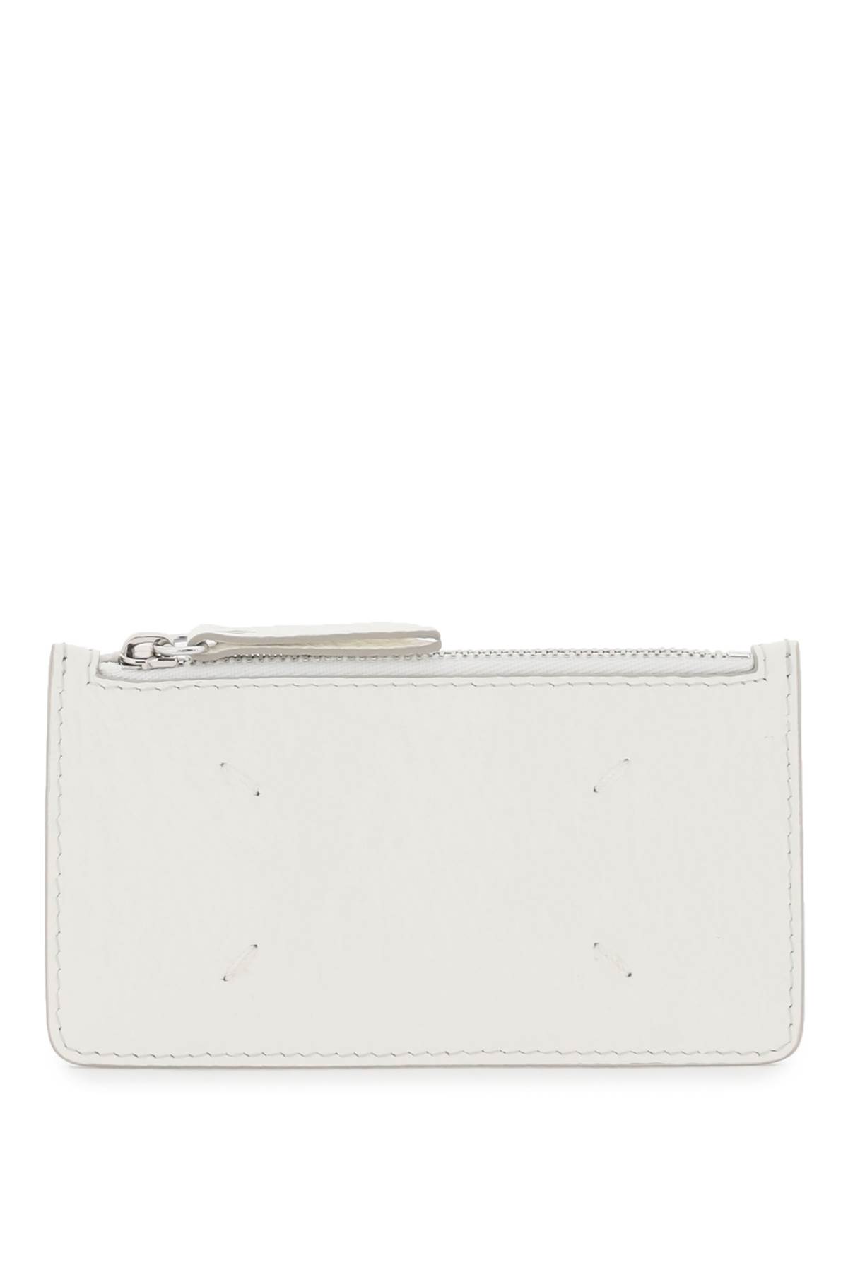 Shop Maison Margiela Leather Zipped Cardholder In White (white)