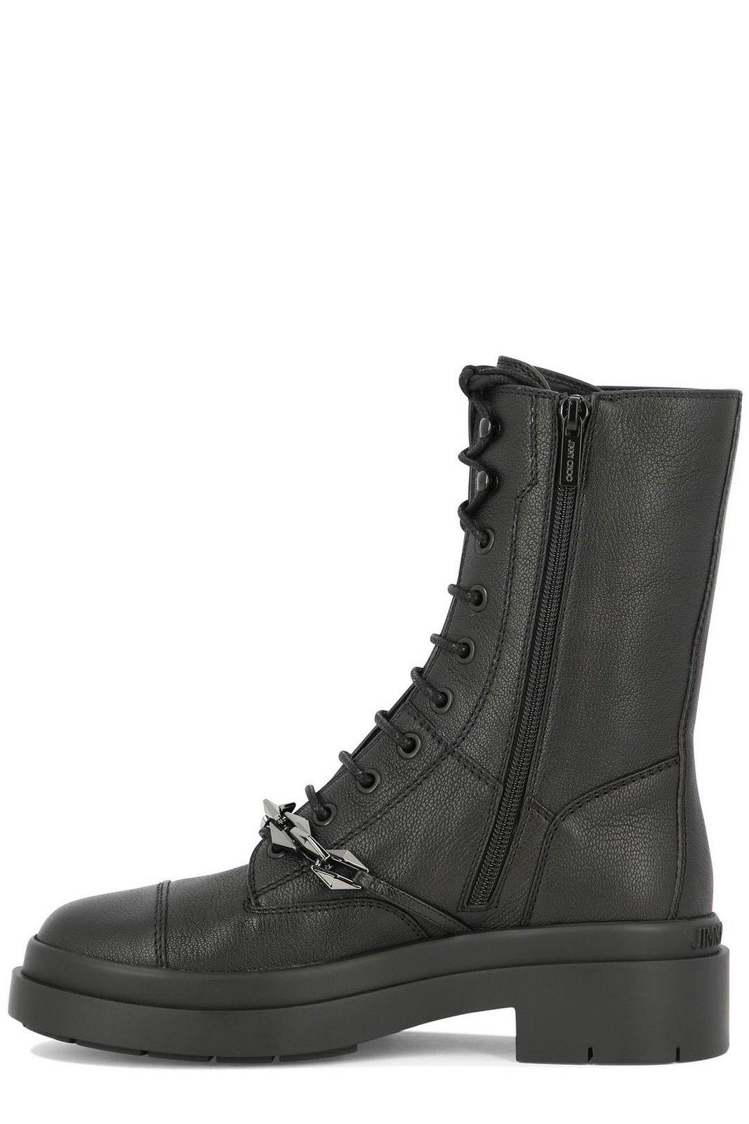 Shop Jimmy Choo Nari Combat Boots In Black Anthracite