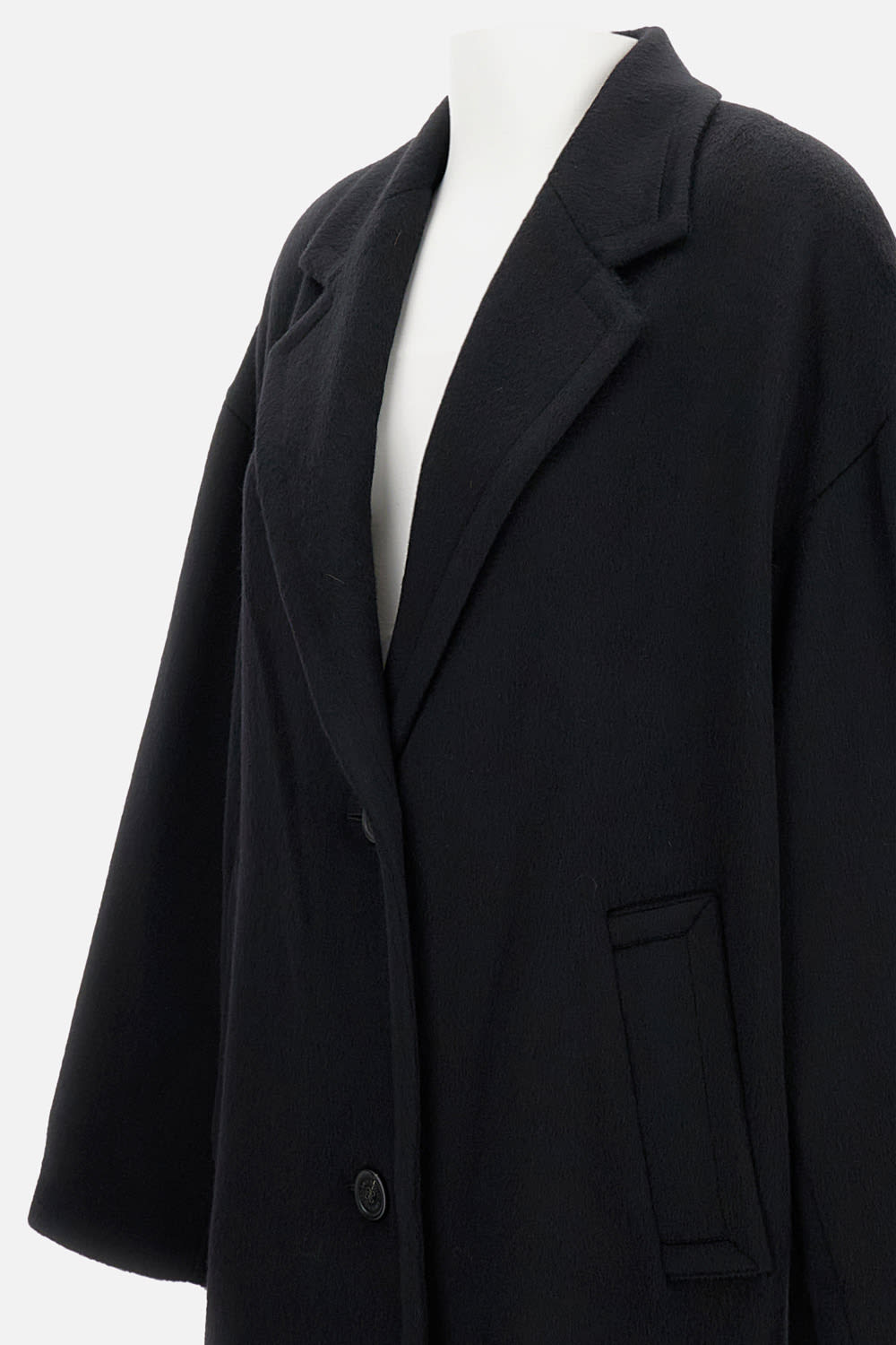 Golden Goose Single-breasted Welt-pocket Coat In Black