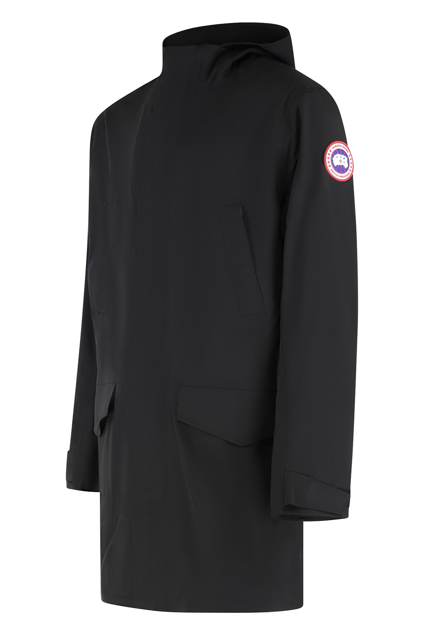 Canada Goose Technical Fabric Waterproof Jacket With Hood And Front Pockets In Black