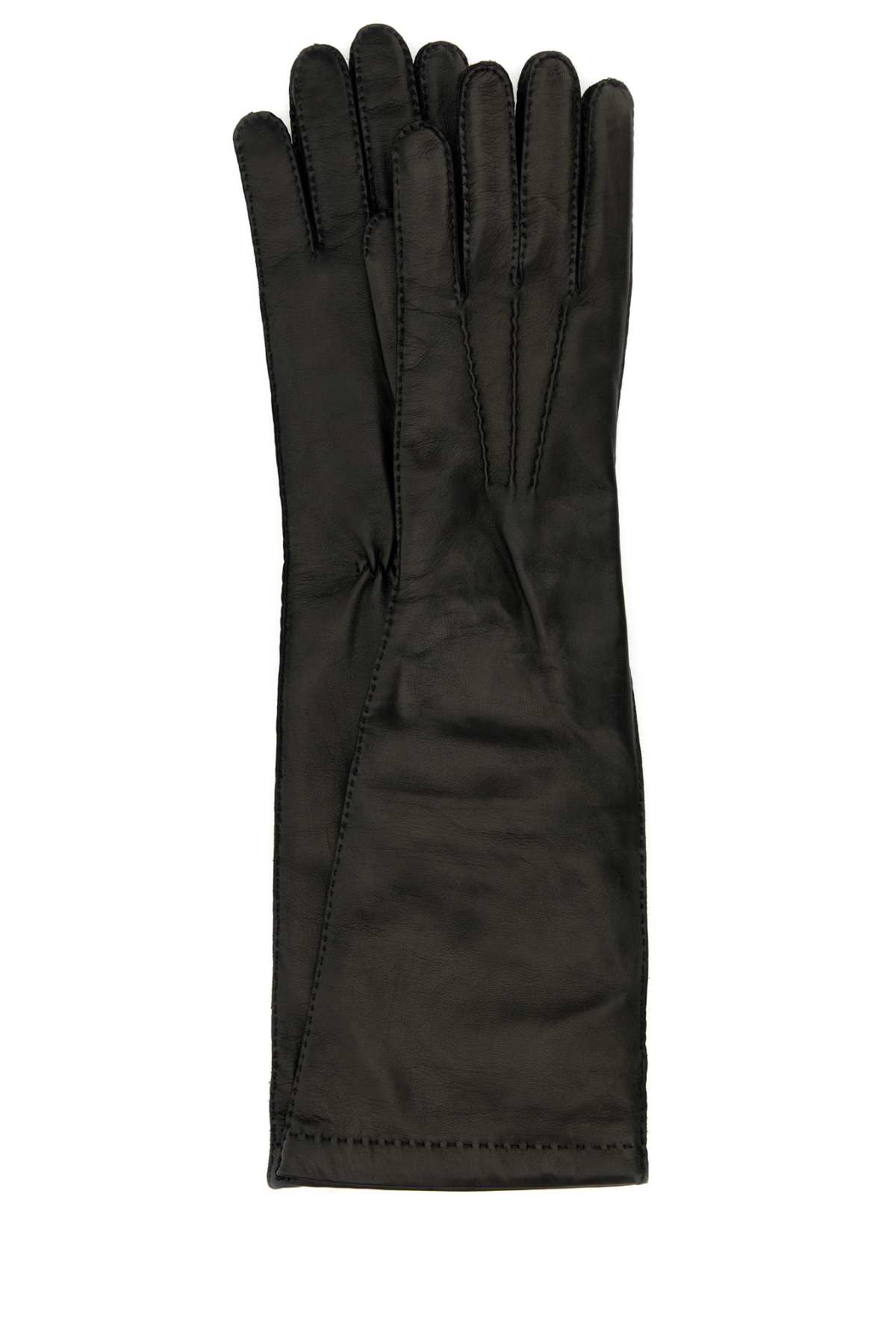 Shop Miu Miu Black Nappa Leather Gloves In Nero