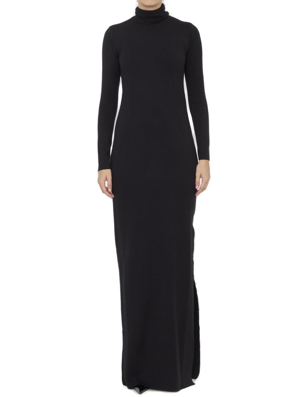 Shop Saint Laurent Roll-neck Long Dress In Black