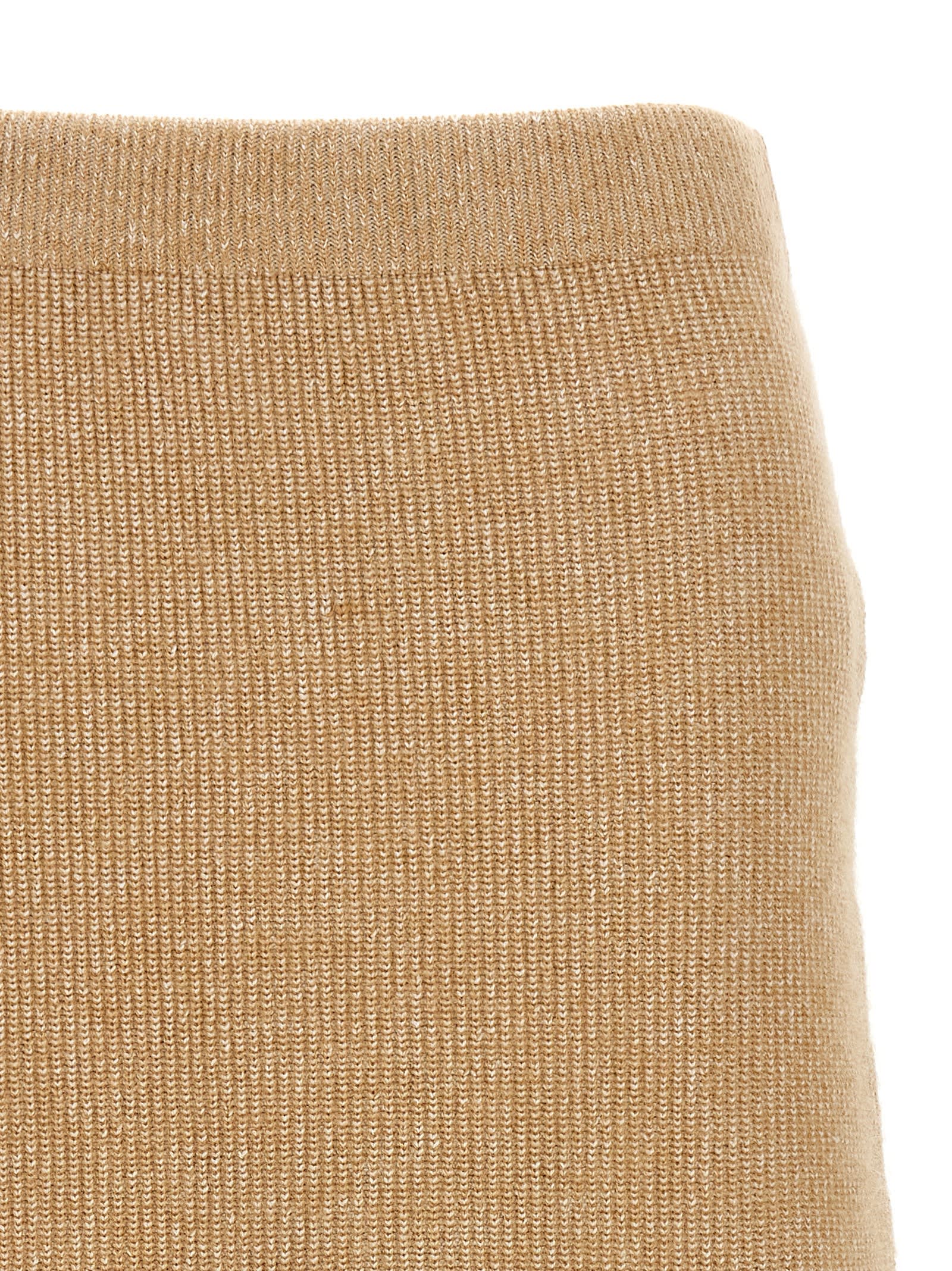 Shop Fabiana Filippi Knitted Flared Skirt In Beige