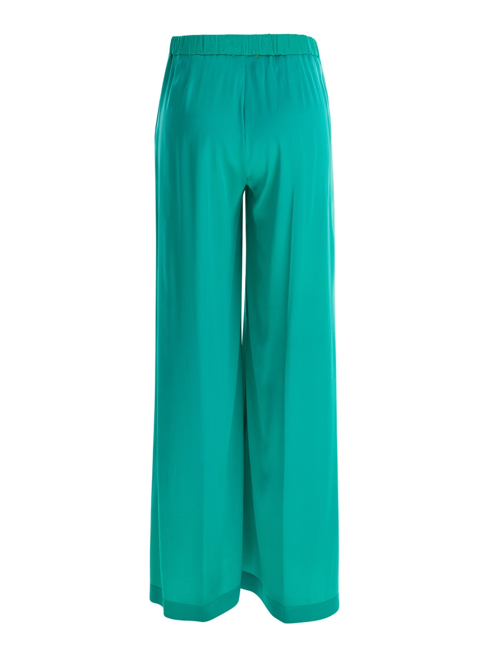 Shop Forte Forte Green Satin Wide Leg Trousers In Silk Woman