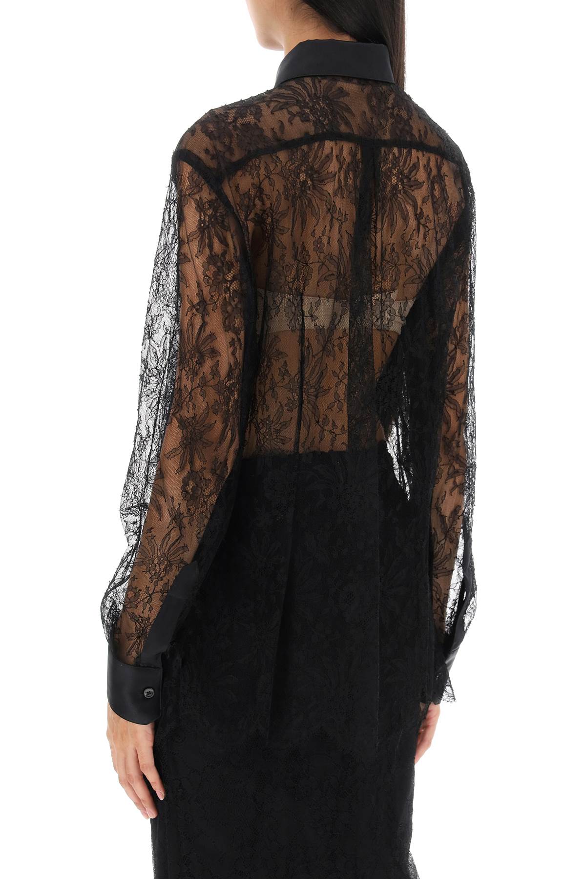 Shop Dolce & Gabbana Chantilly Lace Shirt In Nero (black)