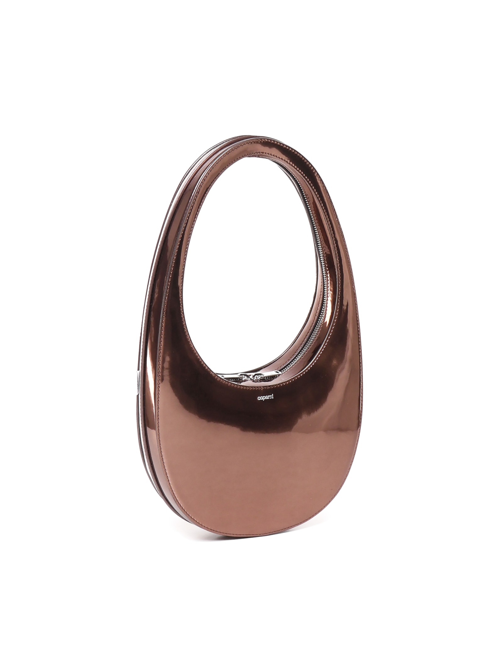 Shop Coperni Mirrored Swipe Bag In Copper