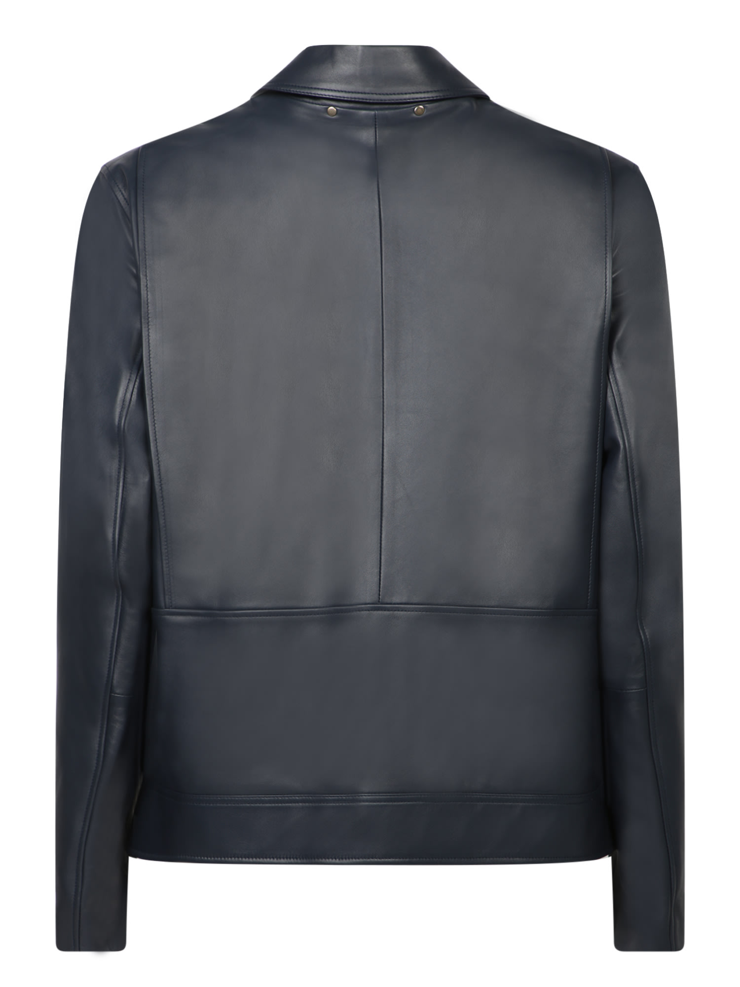 Shop Paul Smith Blue Leather Jacket