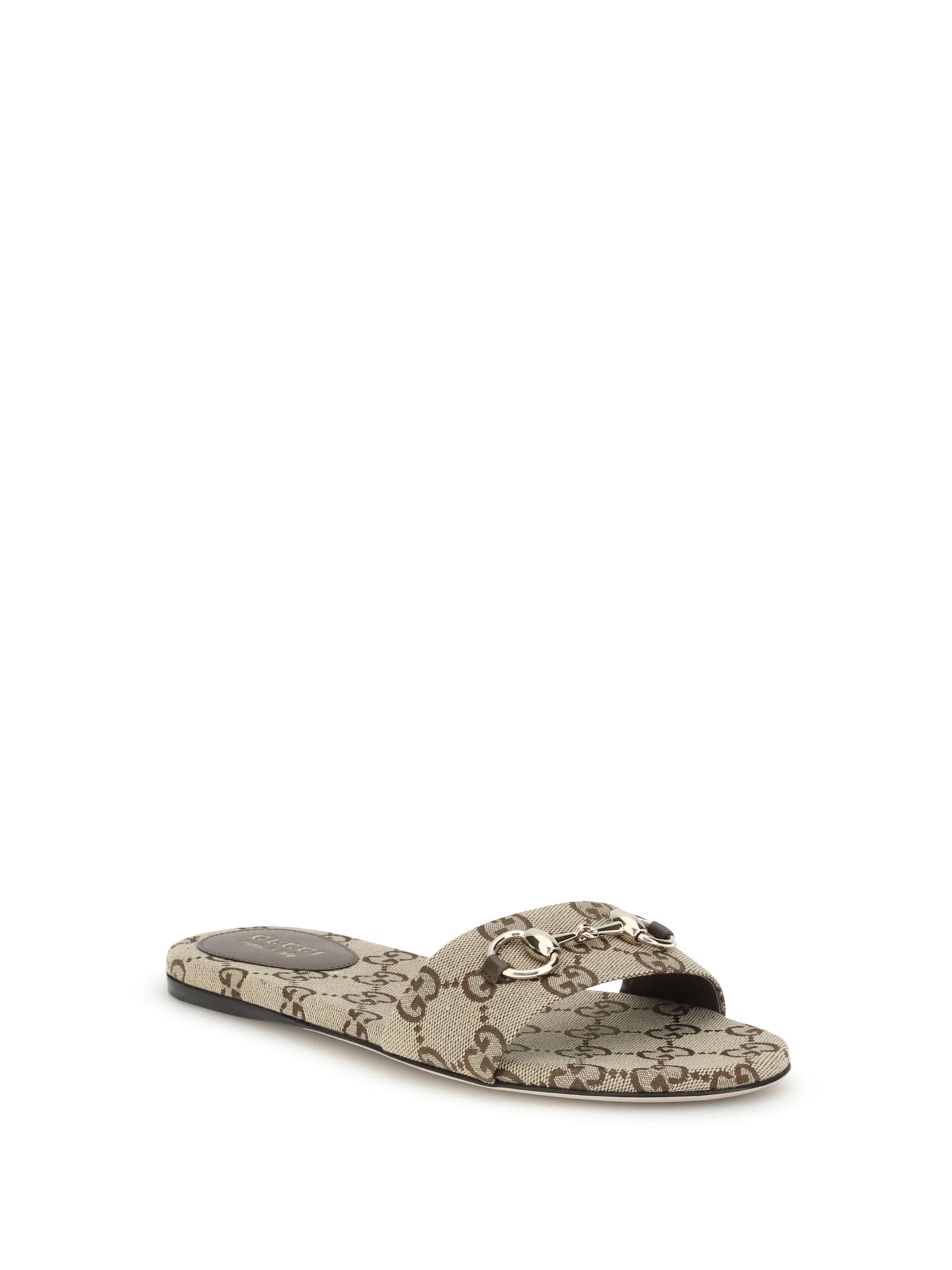 Gucci Women Gg Canvas Flat Sandals In Neutral