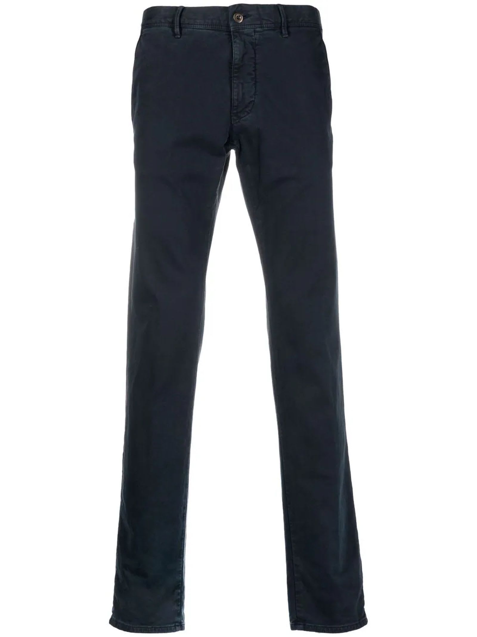Incotex Navy Blue Cotton Chino Trousers