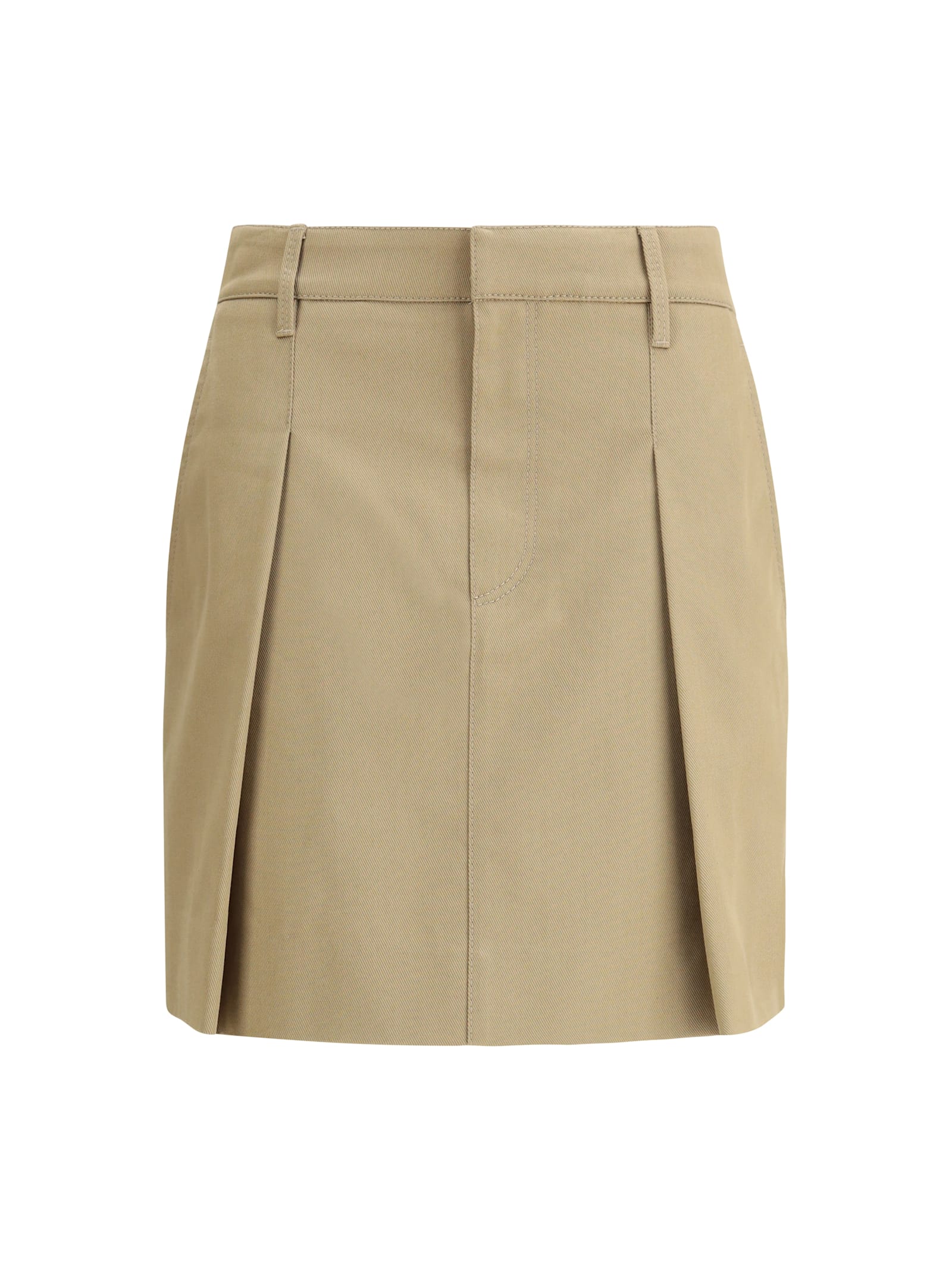 Brunello Cucinelli Pleated Cotton Short Skirt In Neutral